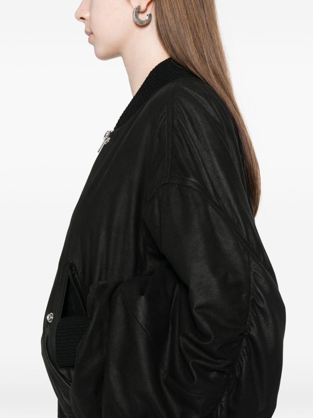 Rick Owens LEATHER PADDED BOMBER JACKET Size M / US 6-8 / IT 42-44 - 3 Thumbnail