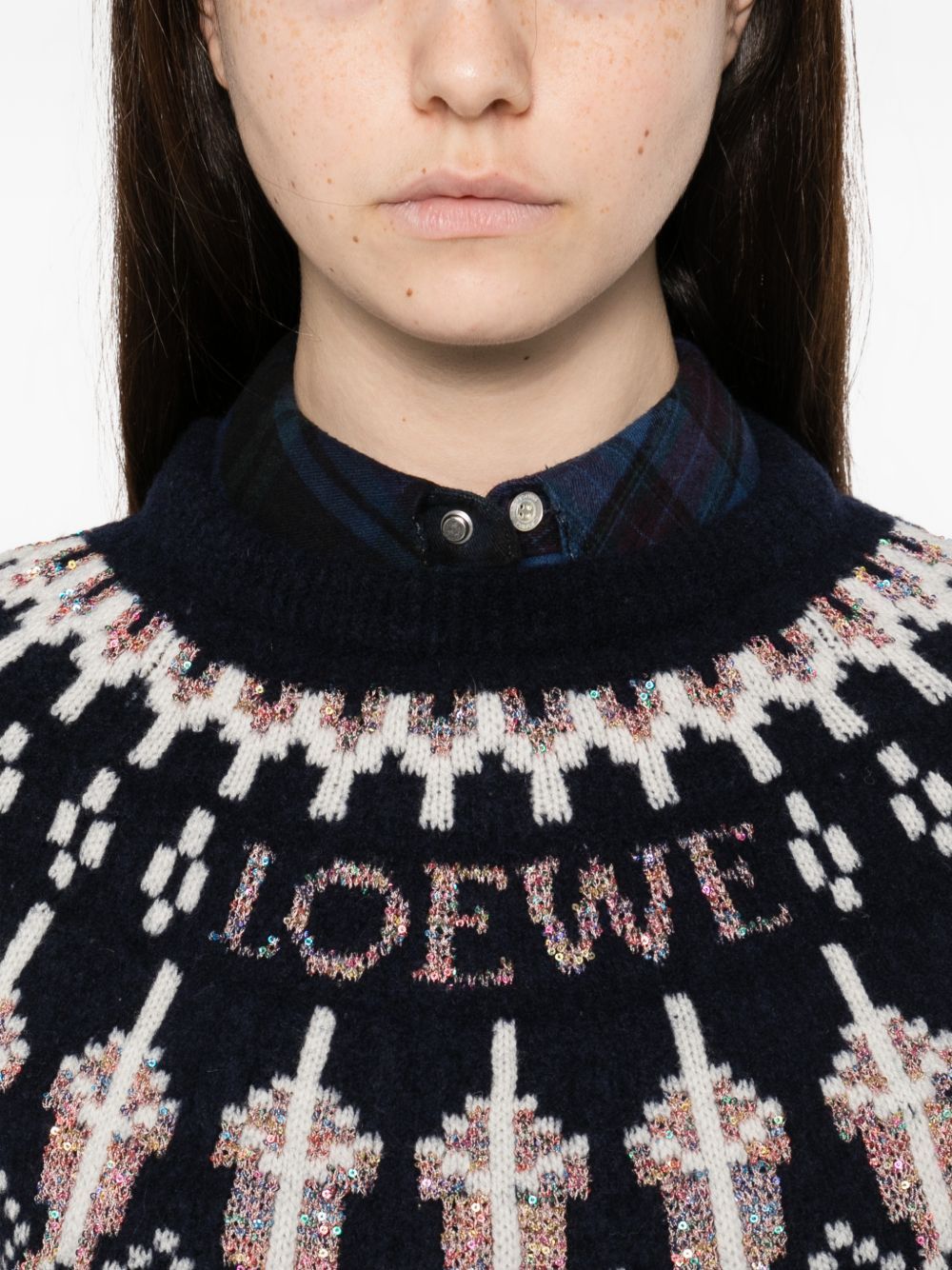 Loewe WOOL BLEND CREWNECK SWEATER Size L / US 10 / IT 46 - 4 Thumbnail