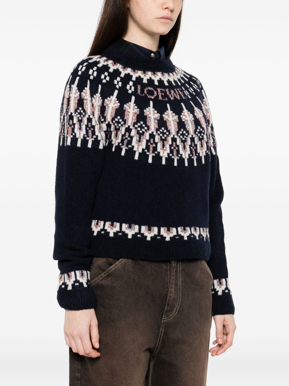 Loewe WOOL BLEND CREWNECK SWEATER Size L / US 10 / IT 46 - 3 Thumbnail