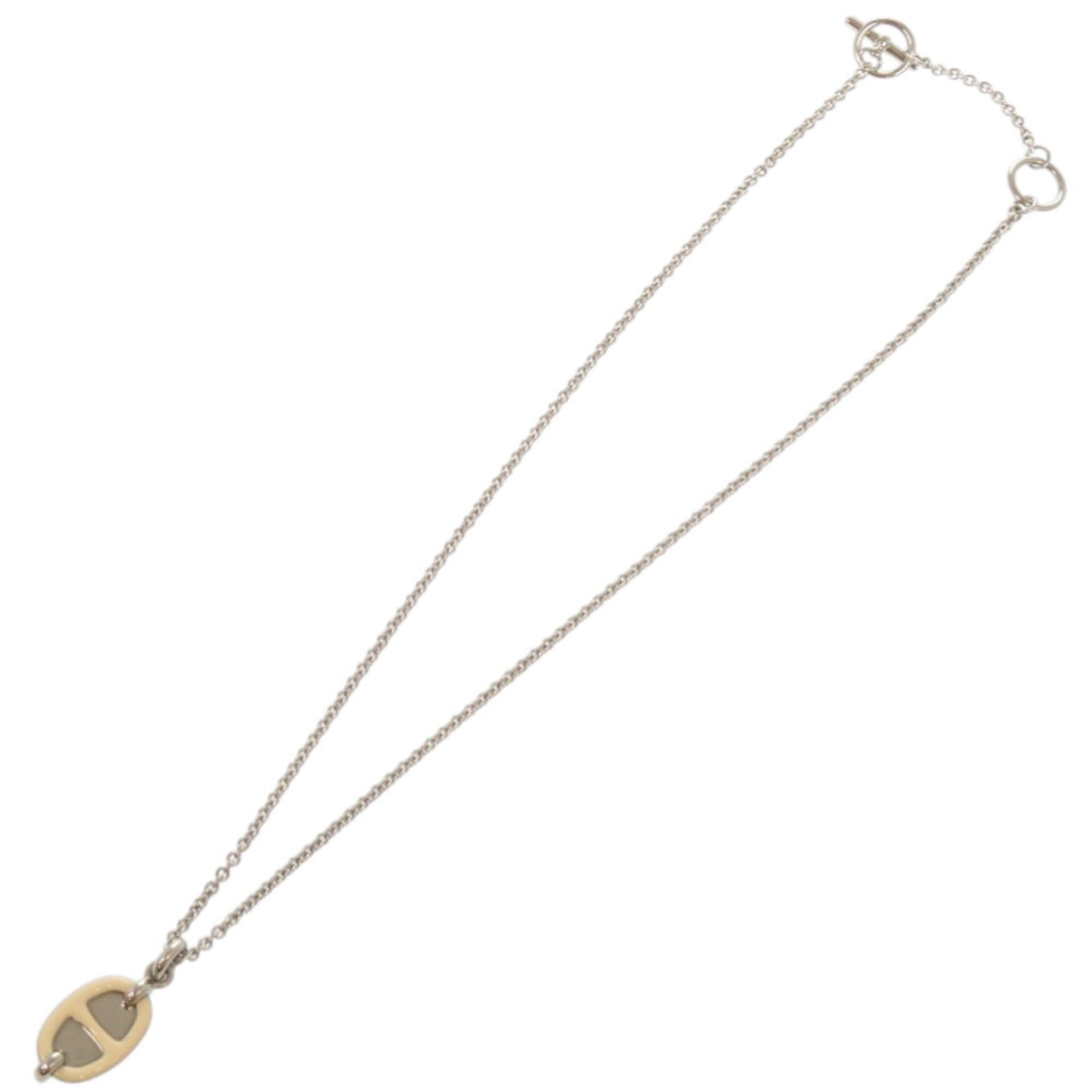 Hermes Unused Hermès Mini Maillon PM Pendant H100053FPD3, White Crème Metal Necklace, 1484HERMES Size ONE SIZE - 4 Thumbnail