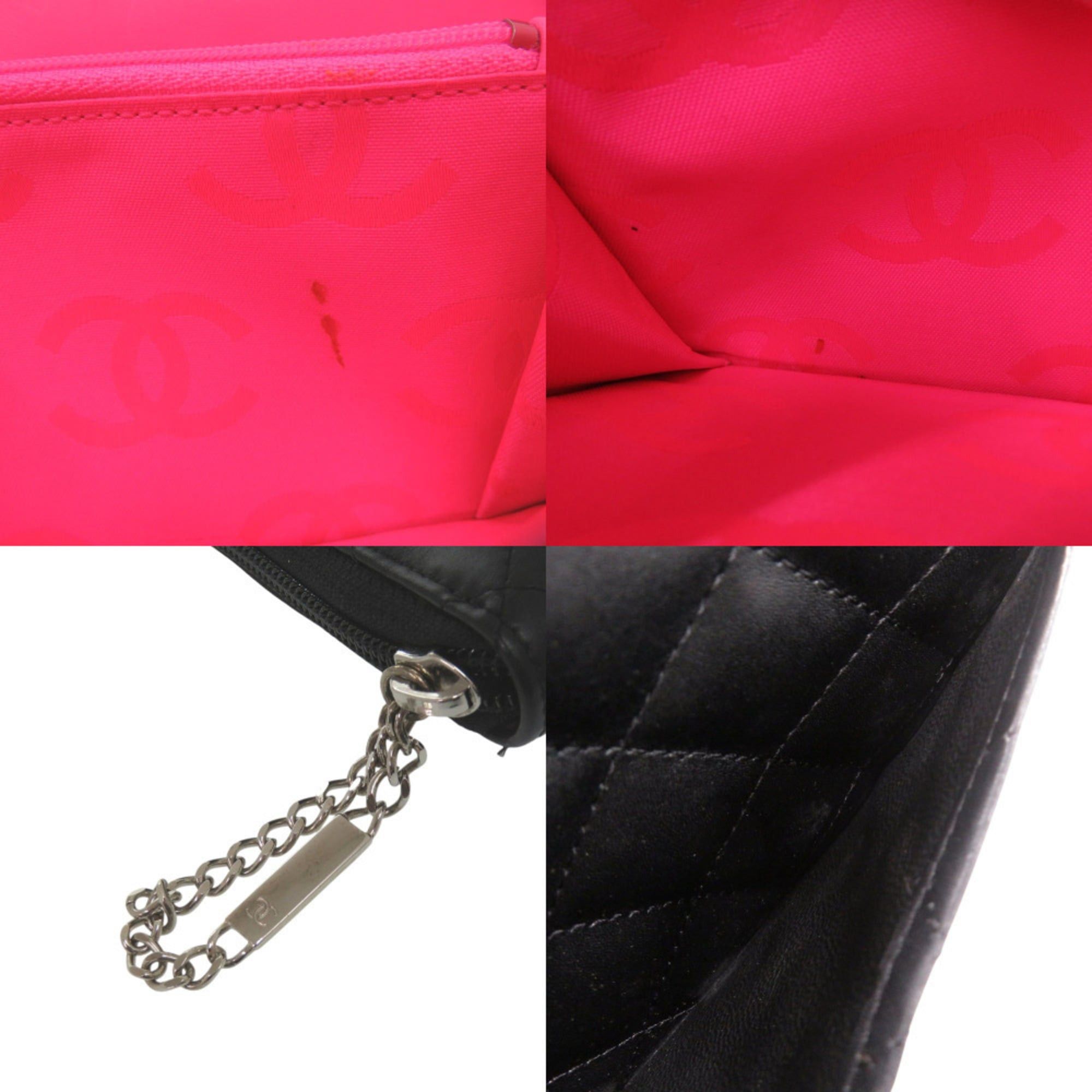 Chanel Excellent condition Chanel Cambon line organizer with Coco Mark round zip large wallet, silver hardware, patent leather, black and neon pink, No. 9, long 1547CHANEL Size ONE SIZE - 8 Thumbnail