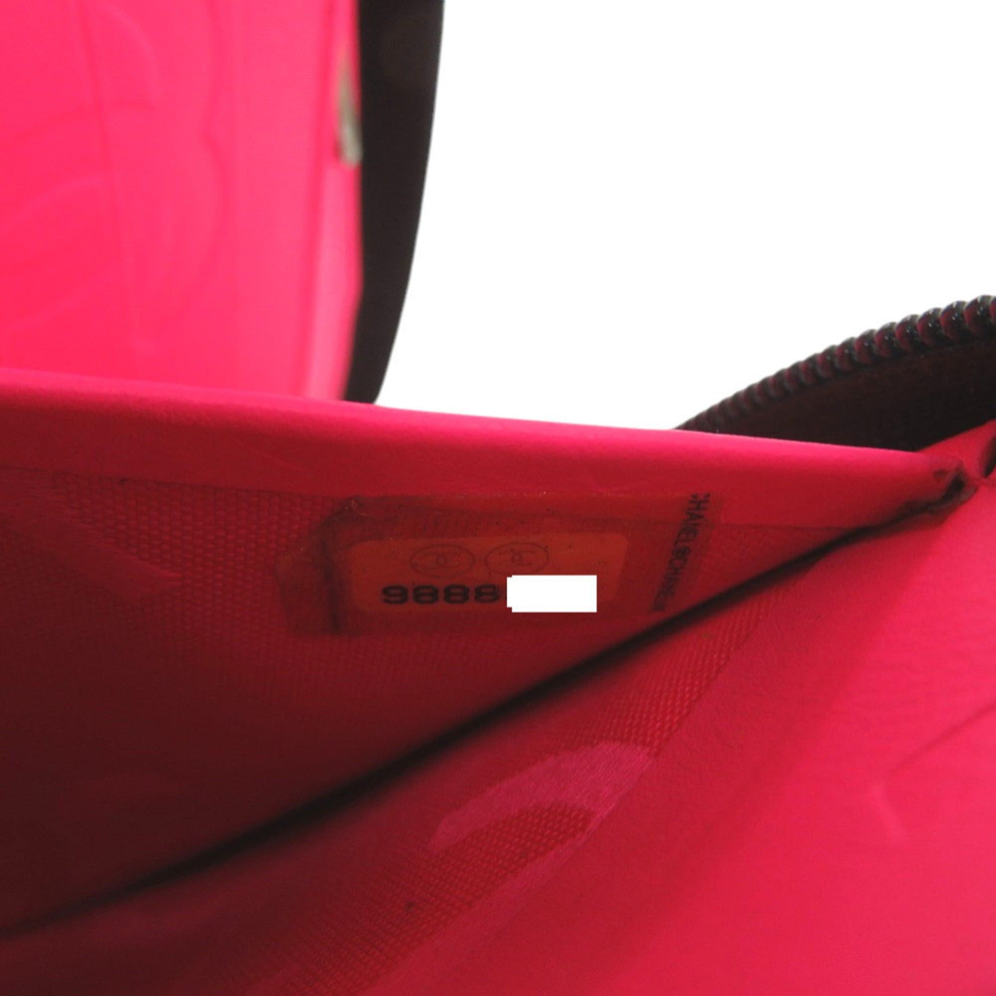 Chanel Excellent condition Chanel Cambon line organizer with Coco Mark round zip large wallet, silver hardware, patent leather, black and neon pink, No. 9, long 1547CHANEL Size ONE SIZE - 4 Thumbnail