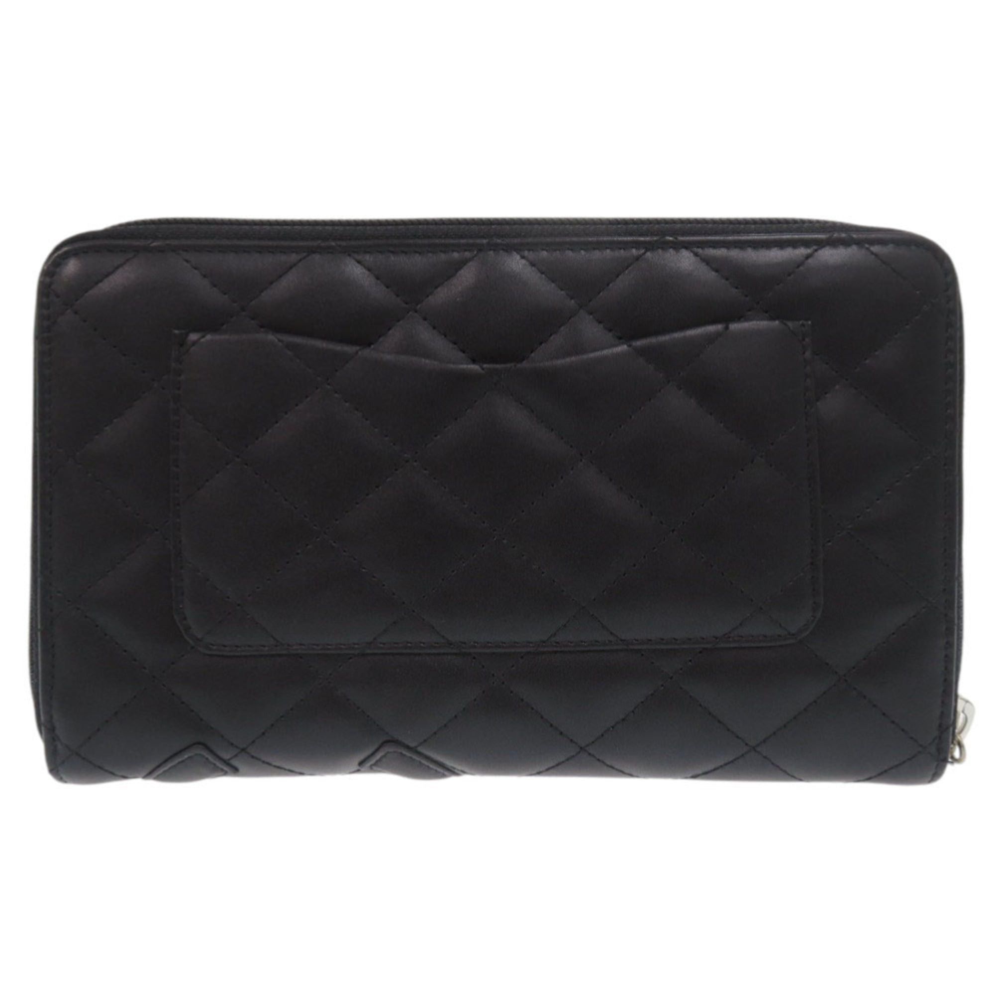 Chanel Excellent condition Chanel Cambon line organizer with Coco Mark round zip large wallet, silver hardware, patent leather, black and neon pink, No. 9, long 1547CHANEL Size ONE SIZE - 2 Thumbnail