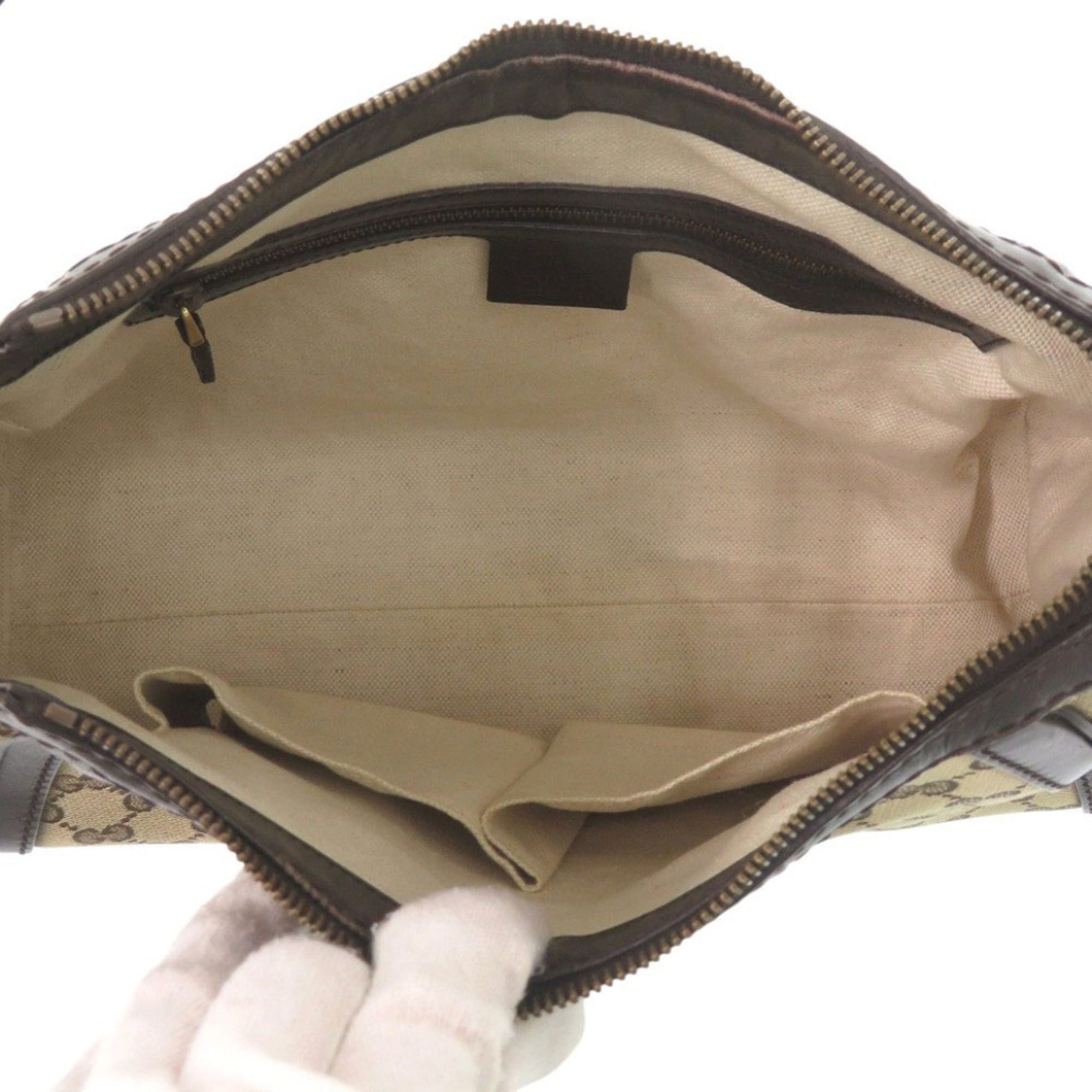 Gucci Excellent condition Gucci one-shoulder bag 282298 with gold hardware, GG canvas, leather, beige, and dark brown. 1392GUCCI Size ONE SIZE - 4 Thumbnail