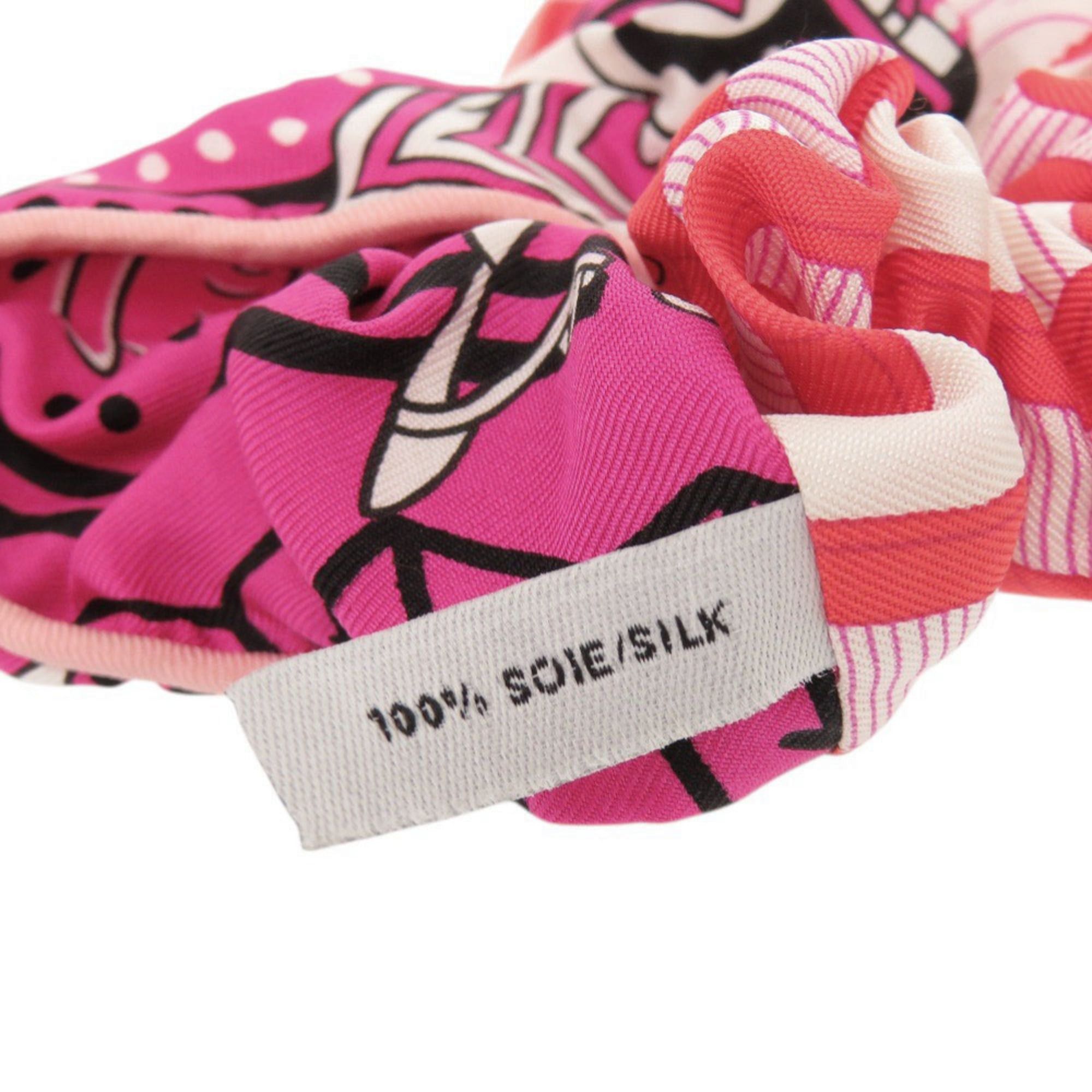 Hermes Excellent condition Hermès Claudia silk pink multicolor scrunchie hair accessory 1208HERMES Size ONE SIZE - 4 Thumbnail