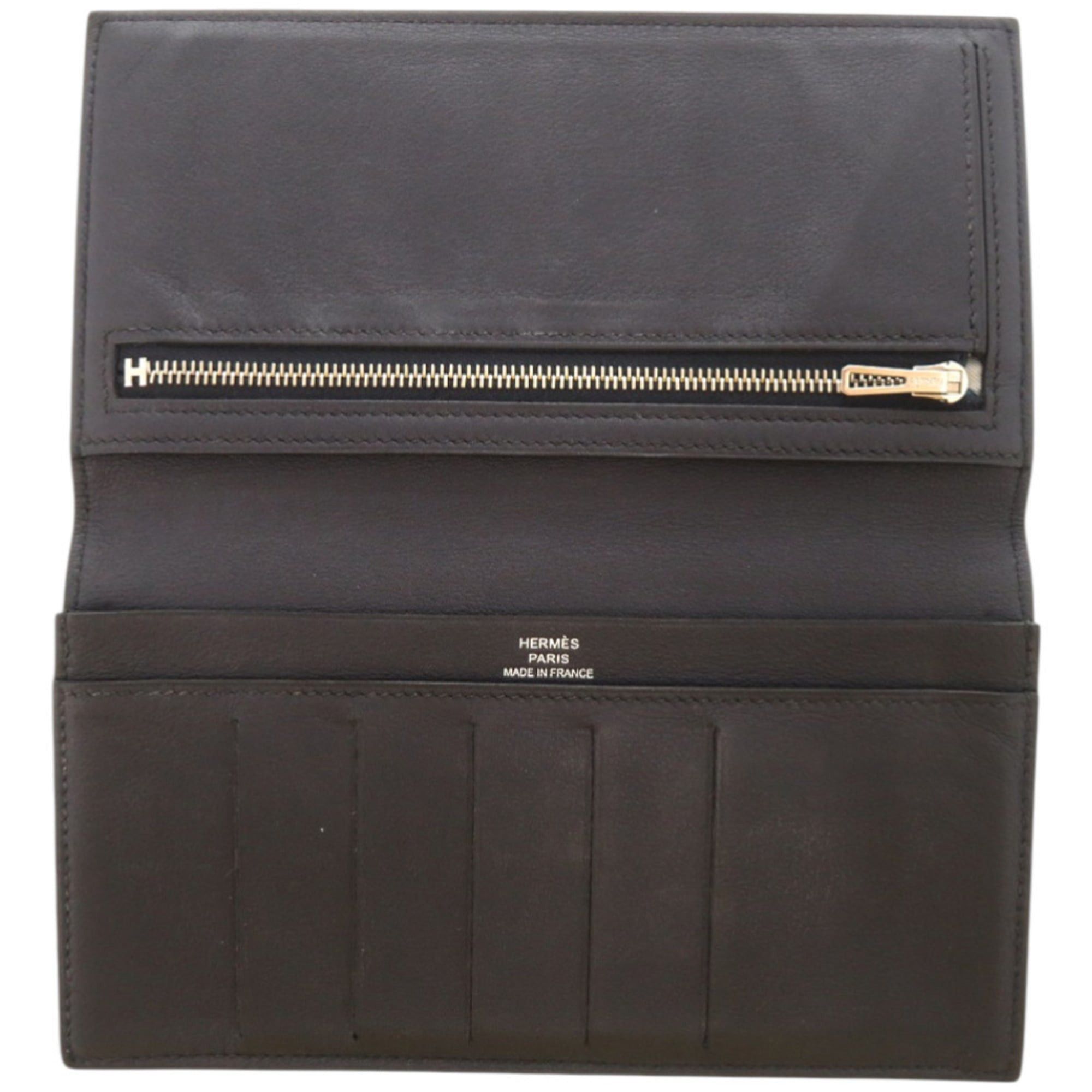 Hermes Excellent condition Hermès Citizen Twill Silkin Swift Blue Indigo Long Wallet (1448HERMES) with A Stamp Size ONE SIZE - 4 Thumbnail