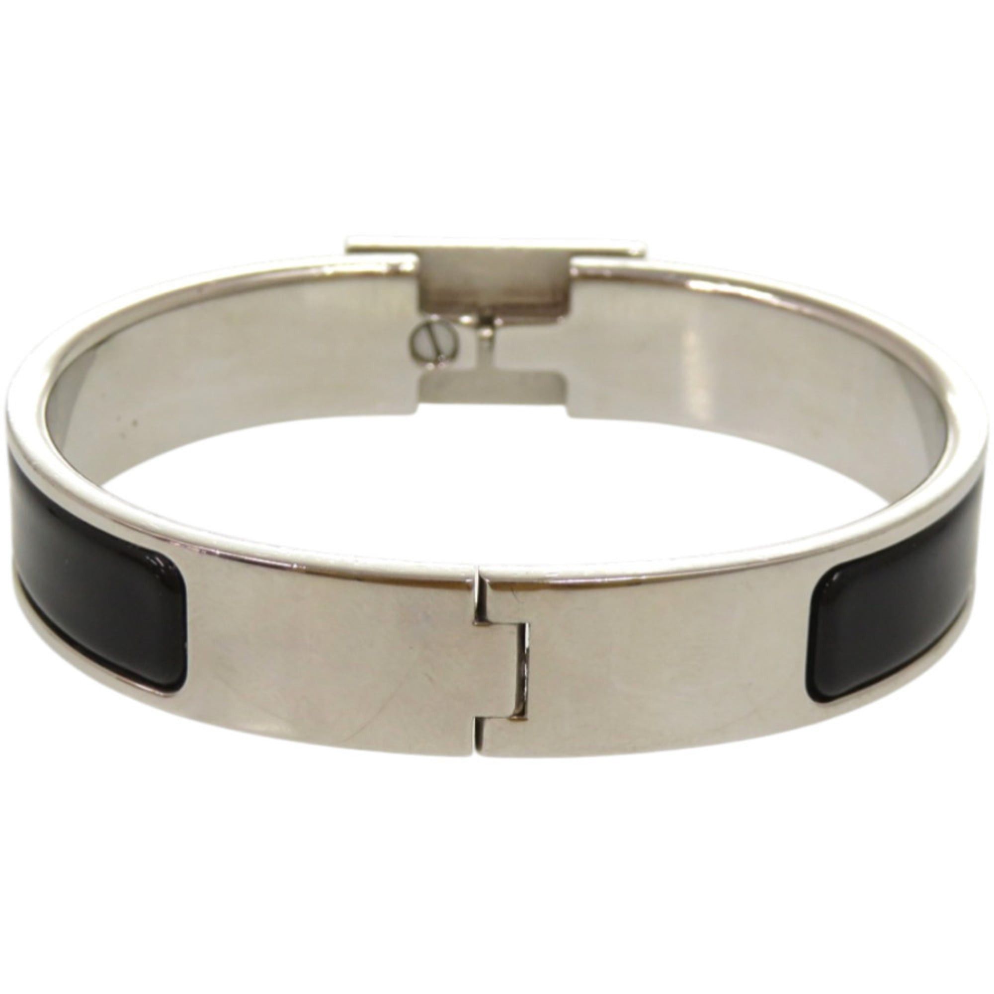 Hermes Excellent condition Hermès Click Aneau metal enamel black bangle 1687HERMES Size ONE SIZE - 2 Thumbnail