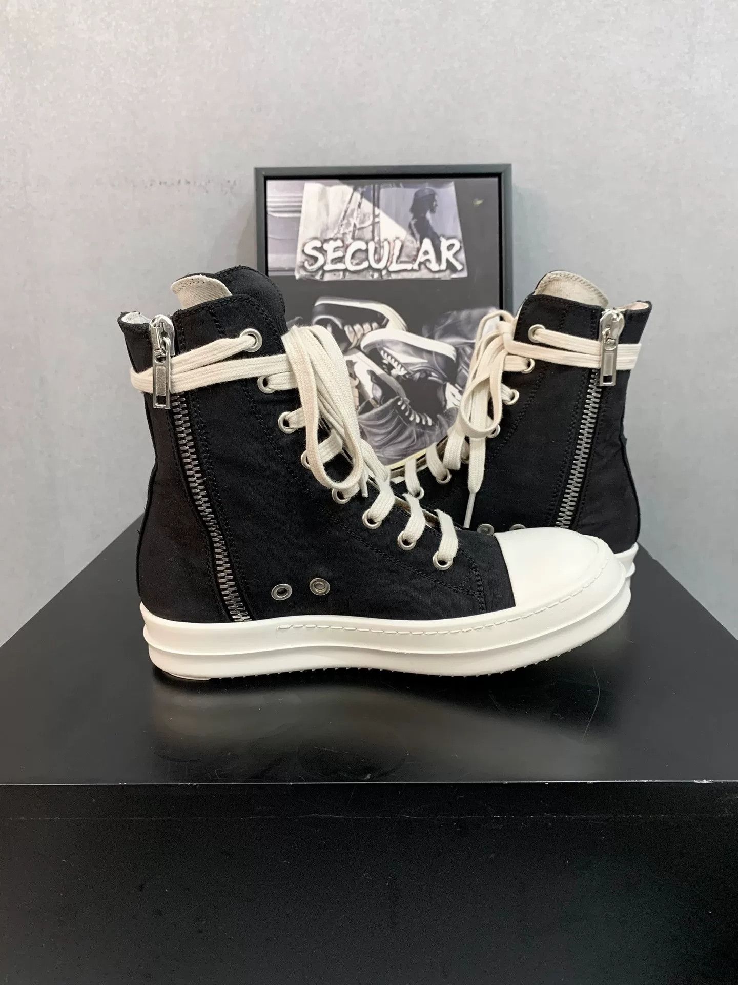 Rick Owens Drkshdw Rick Owens 19FW Satin Canvas High-Top Size US 5.5 / IT 35.5 - 5 Thumbnail