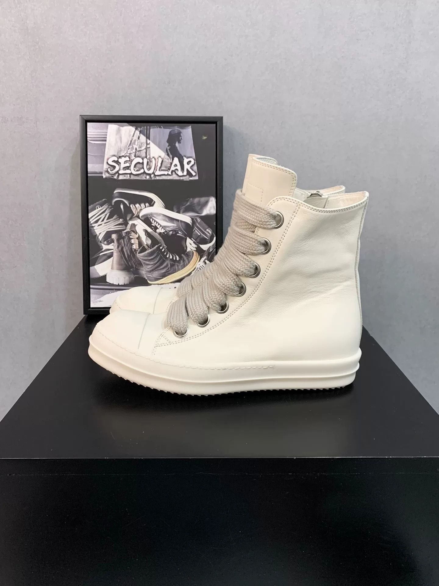 Rick Owens Rick Owens 24SS High-Top Leather Sneakers Size US 4 / IT 34 - 4 Thumbnail
