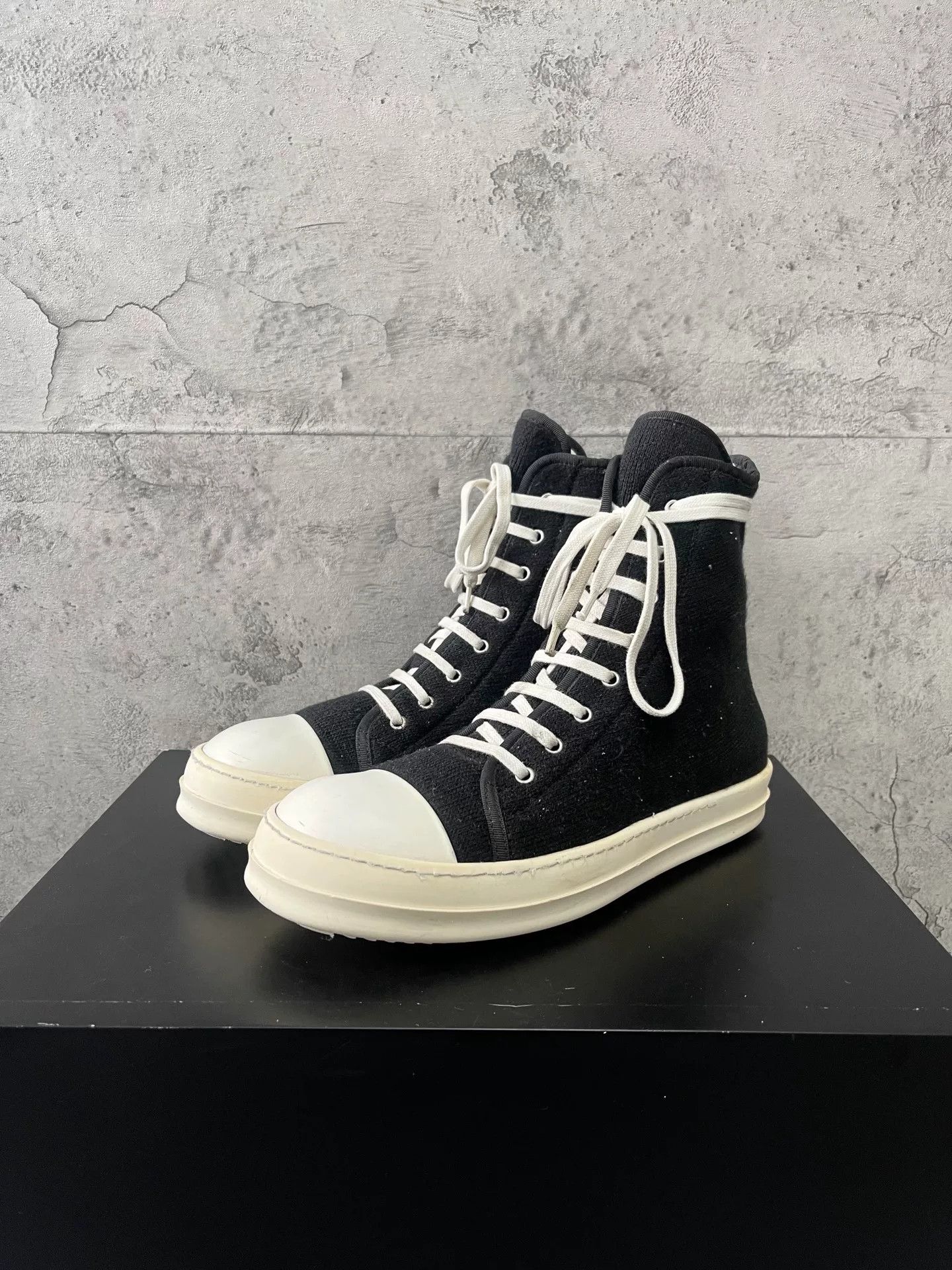 Rick Owens Drkshdw Rick Owens DRKSHDW High-Top Wool Sneakers Size US 8.5 / EU 41-42 - 3 Thumbnail