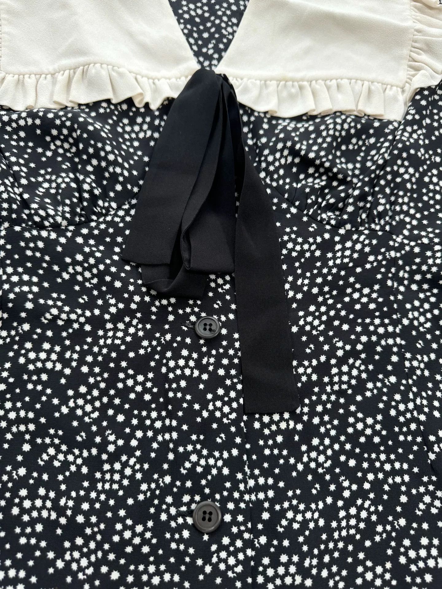 Miu Miu Miu Miu Star Print Doll Collar Silk Dress Size M / US 6-8 / IT 42-44 - 4 Thumbnail