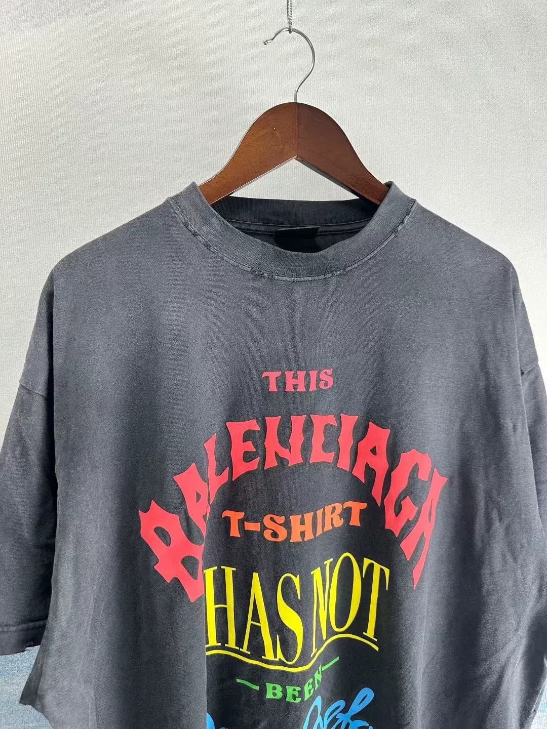 Balenciaga Balenciaga Washed Black Colorful Logo Tee Size US L / EU 52-54 / 3 - 2 Thumbnail