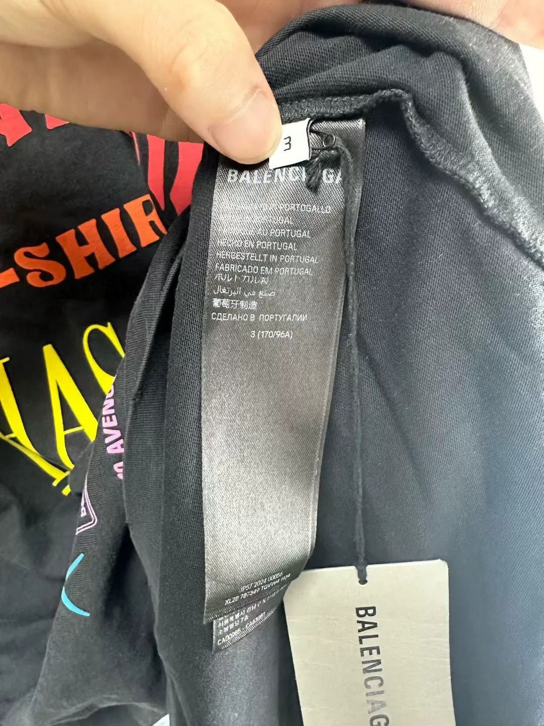 Balenciaga Balenciaga Washed Black Colorful Logo Tee Size US L / EU 52-54 / 3 - 4 Thumbnail