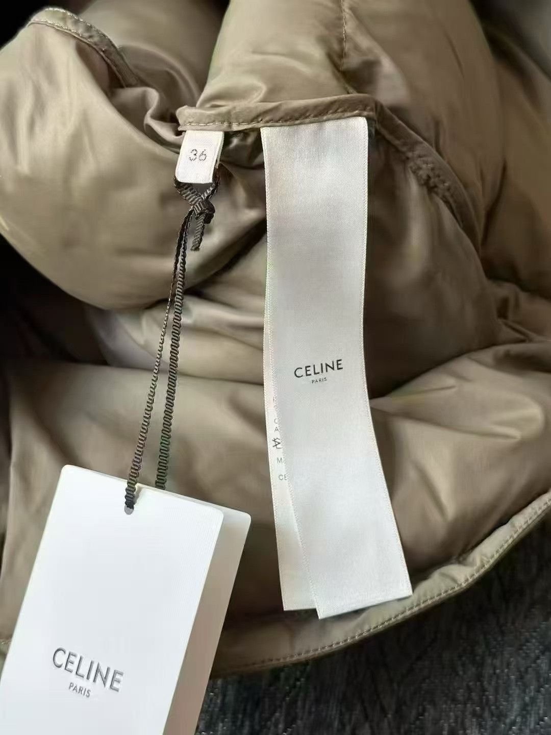 Celine Celine Khaki Green Triomphe Down Vest Size XS / US 0-2 / IT 36-38 - 3 Thumbnail