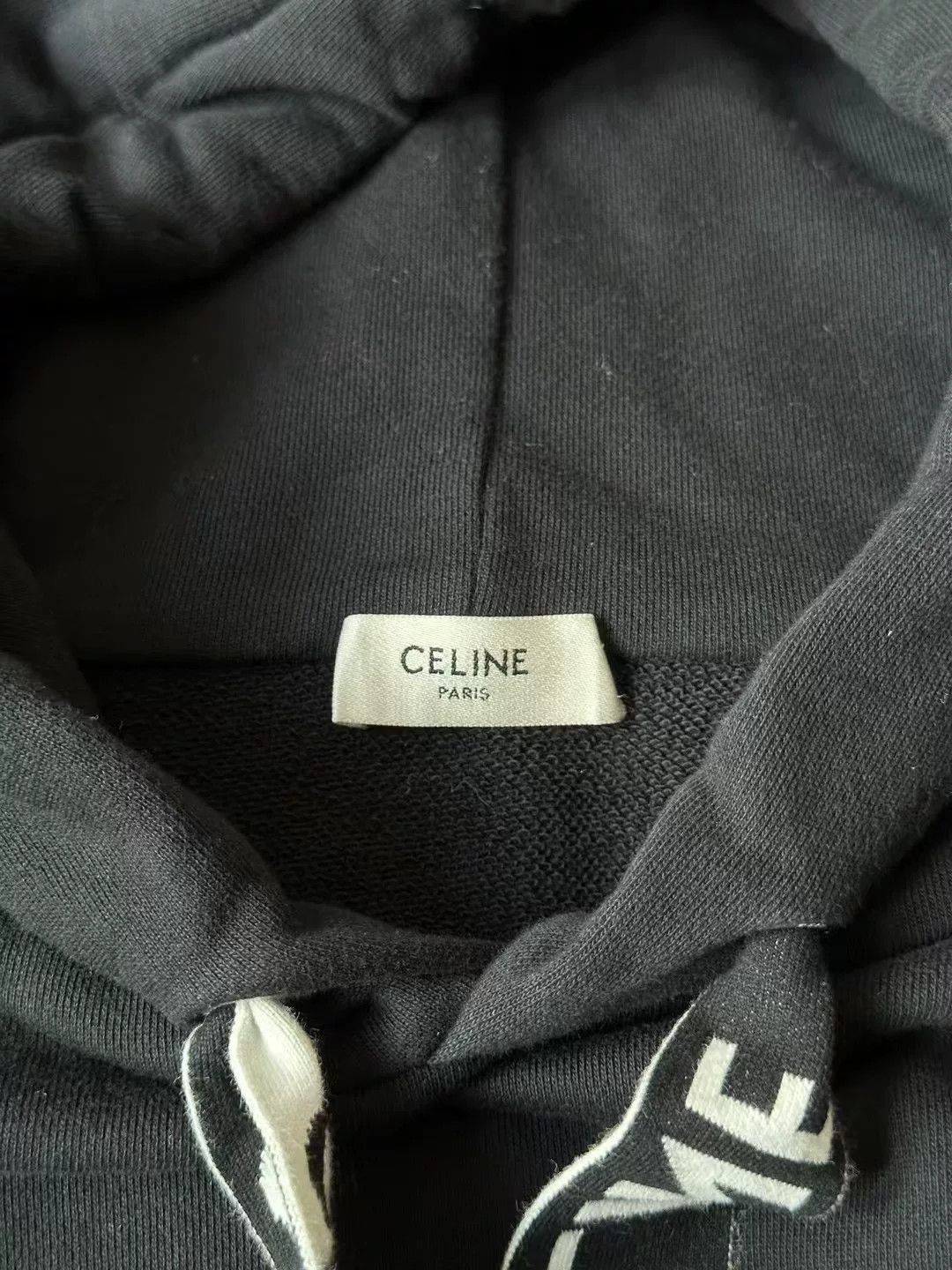Celine Celine Black Drawstring Letter Hoodie Size US L / EU 52-54 / 3 - 3 Thumbnail