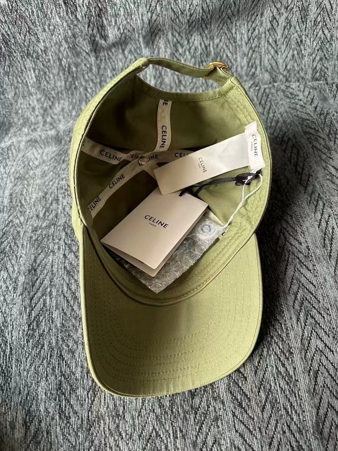 Celine Celine Khaki Embroidered Logo Baseball Cap Size ONE SIZE - 2 Thumbnail