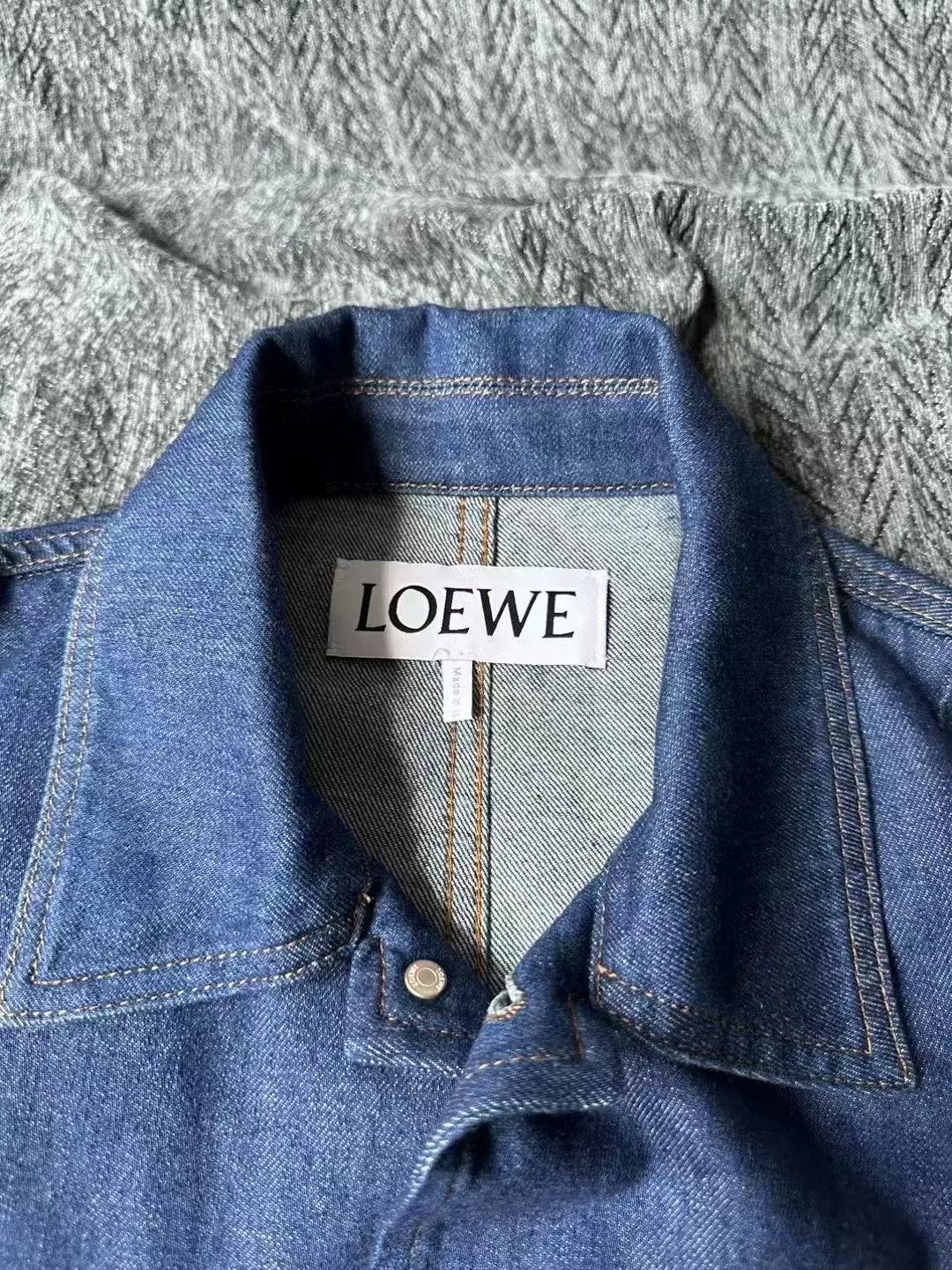 Loewe Loewe Dark Blue Leather Patch Denim Jacket Size US S / EU 44-46 / 1 - 3 Thumbnail