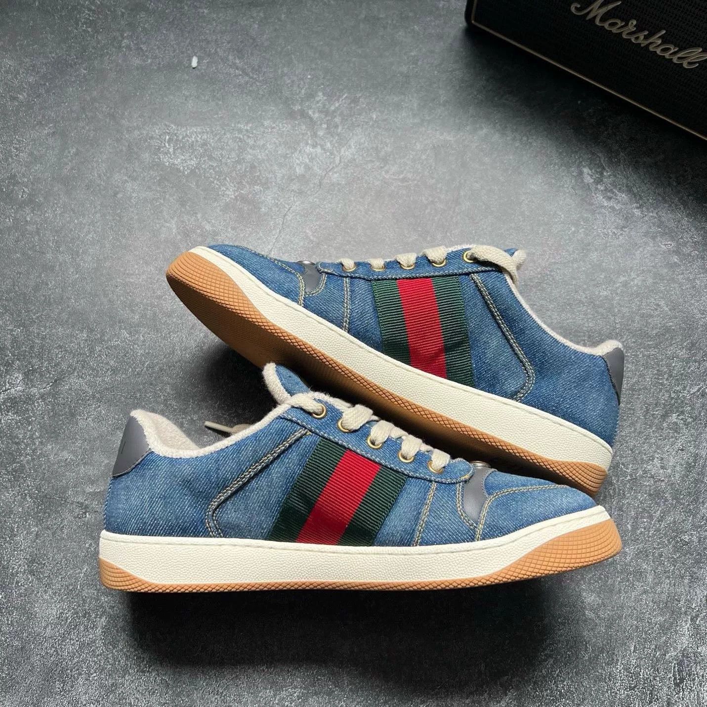Gucci Gucci Red Blue Denim Dirty Shoes Size US 8 / EU 41 - 4 Thumbnail