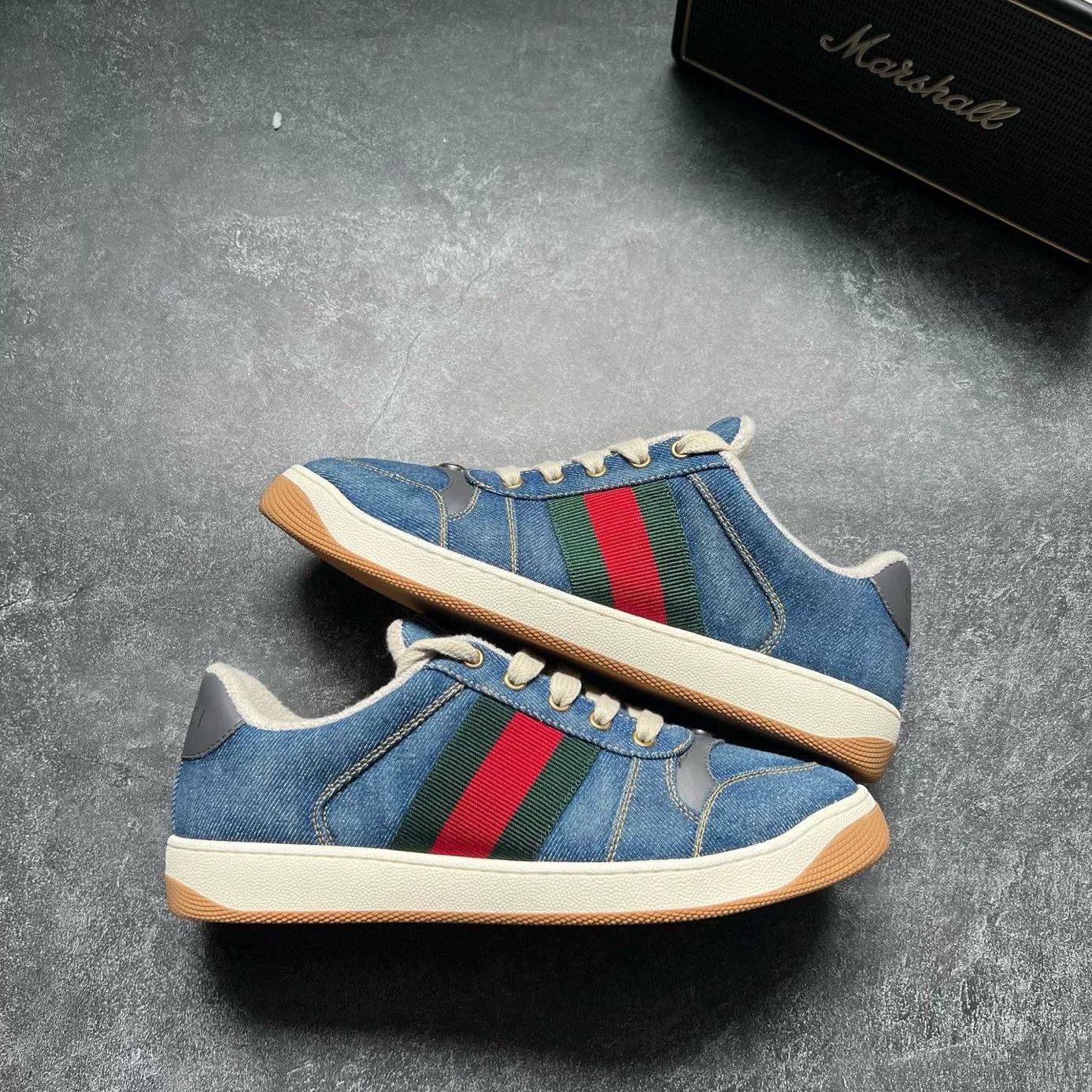 Gucci Gucci Red Blue Denim Dirty Shoes Size US 8 / EU 41 - 3 Thumbnail