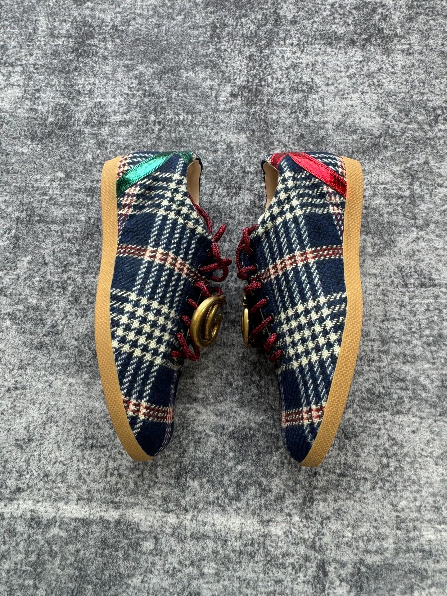 Gucci Gucci Gold Buckle Tweed Plaid Shoes Size US 8.5 / IT 38.5 - 3 Thumbnail
