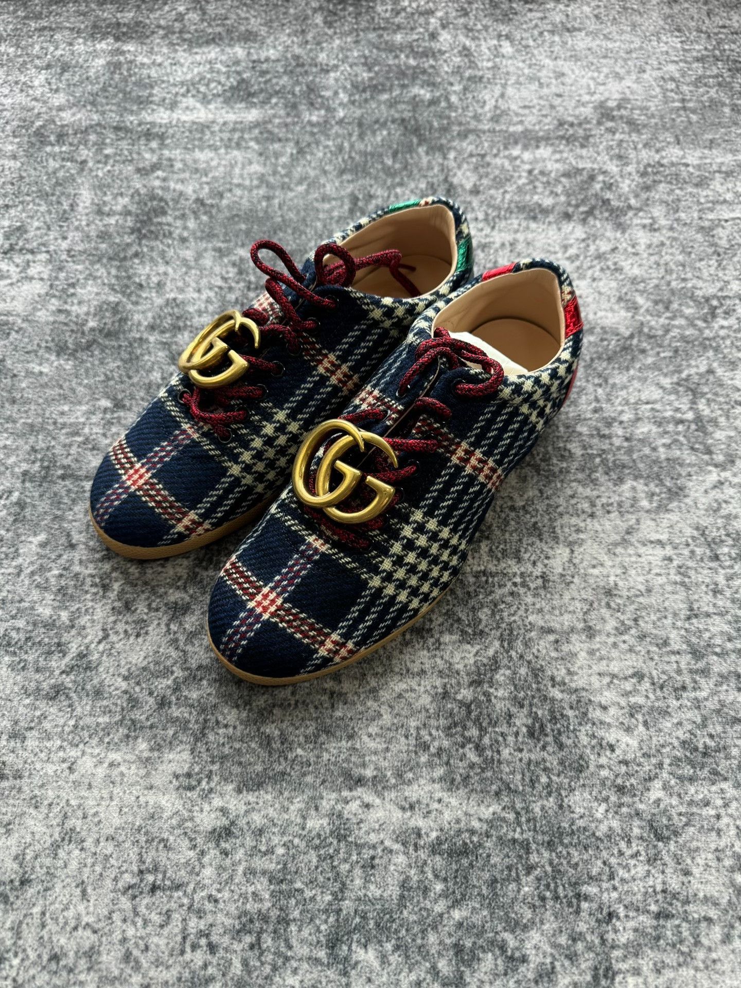 Gucci Gucci Gold Buckle Tweed Plaid Shoes Size US 8.5 / IT 38.5 - 2 Thumbnail