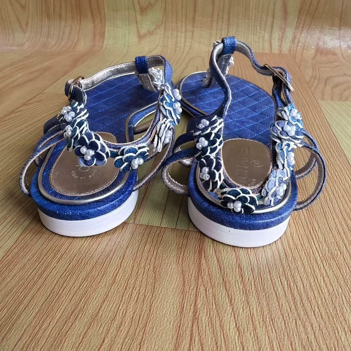 Chanel Chanel Blue Camellia Sandals Size US 6.5 / IT 36.5 - 5 Thumbnail