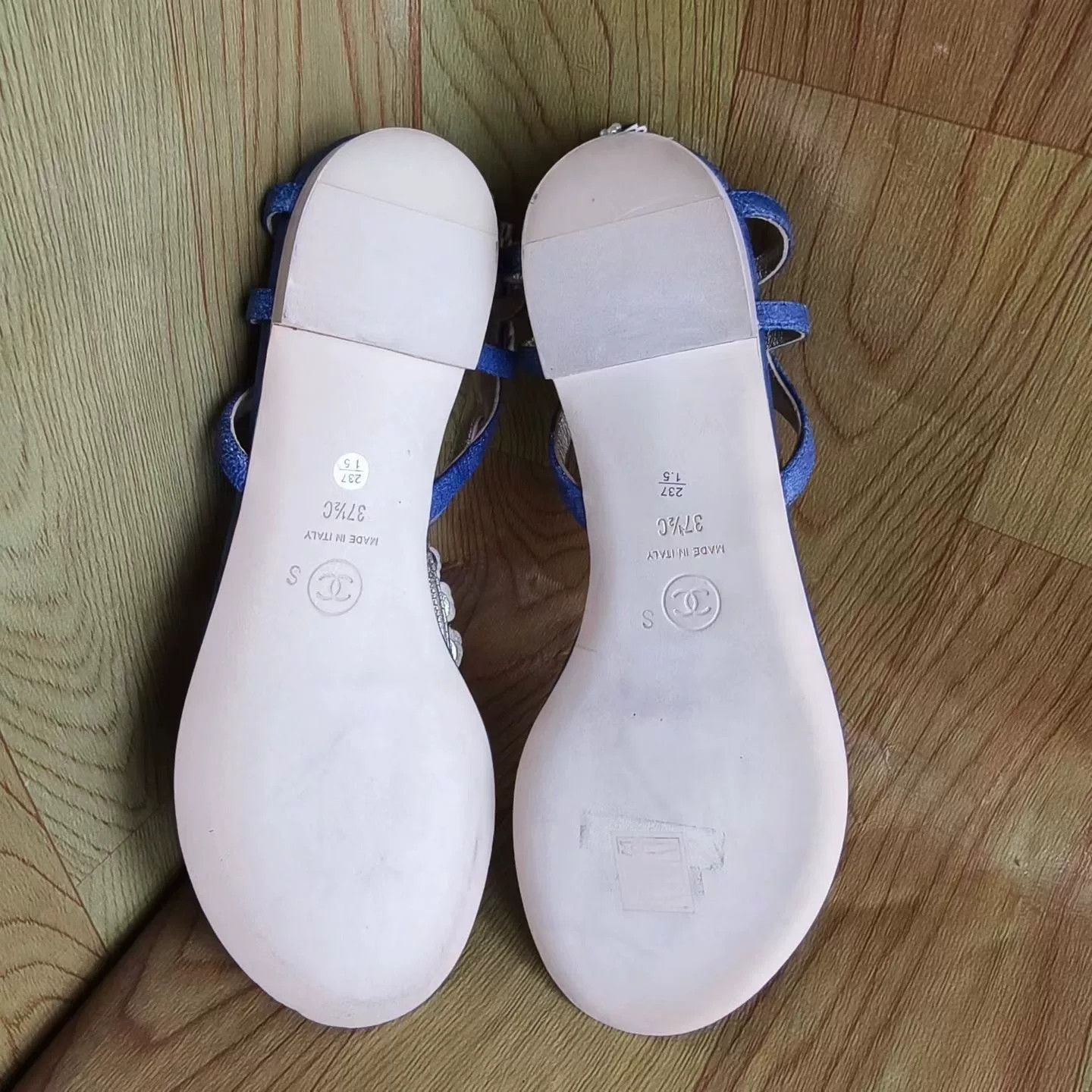 Chanel Chanel Blue Camellia Sandals Size US 6.5 / IT 36.5 - 6 Thumbnail
