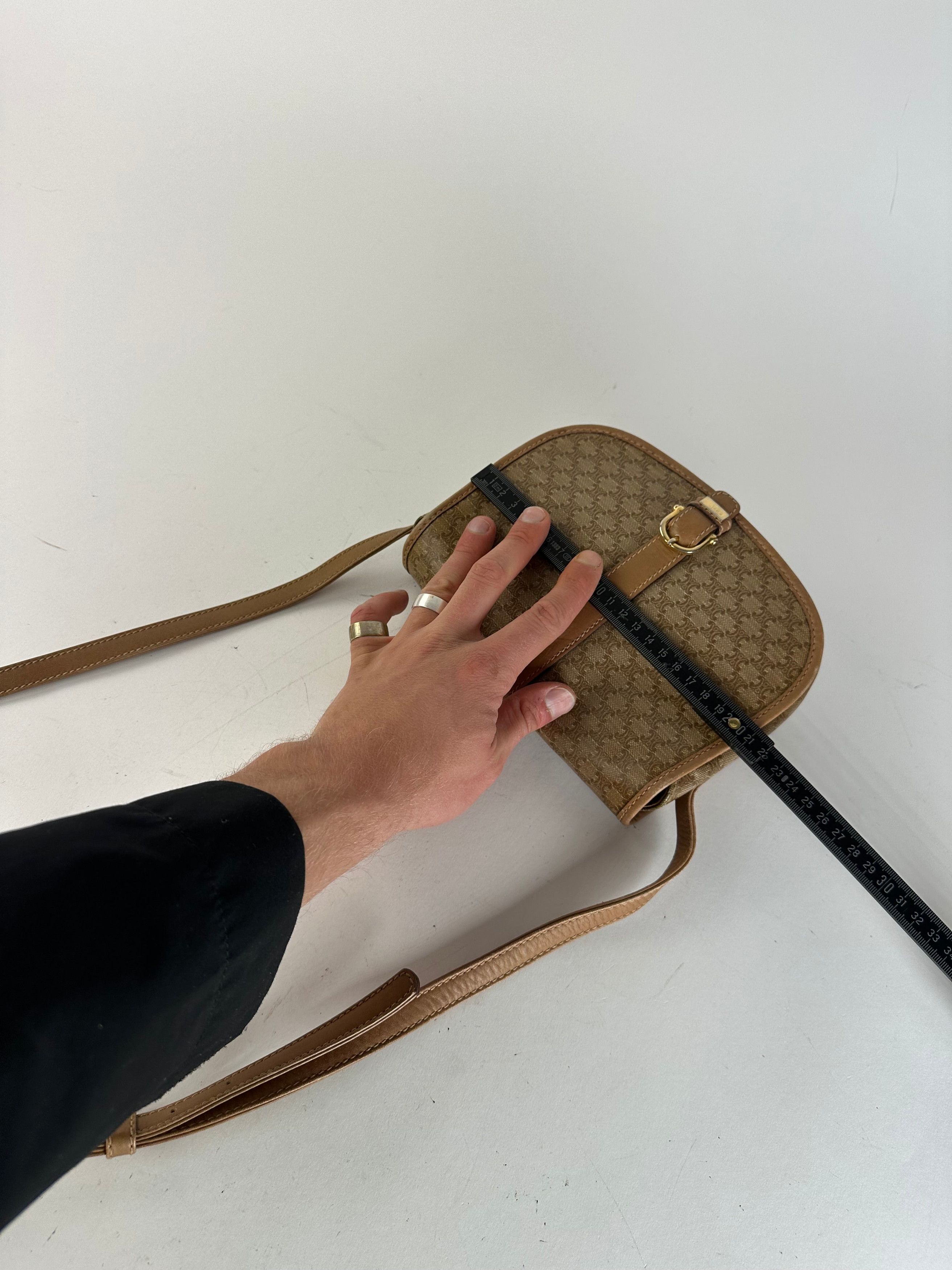 Celine Vintage Paris Triomphe Monogram leather Shoulder Bag Beige G Size ONE SIZE - 13 Thumbnail
