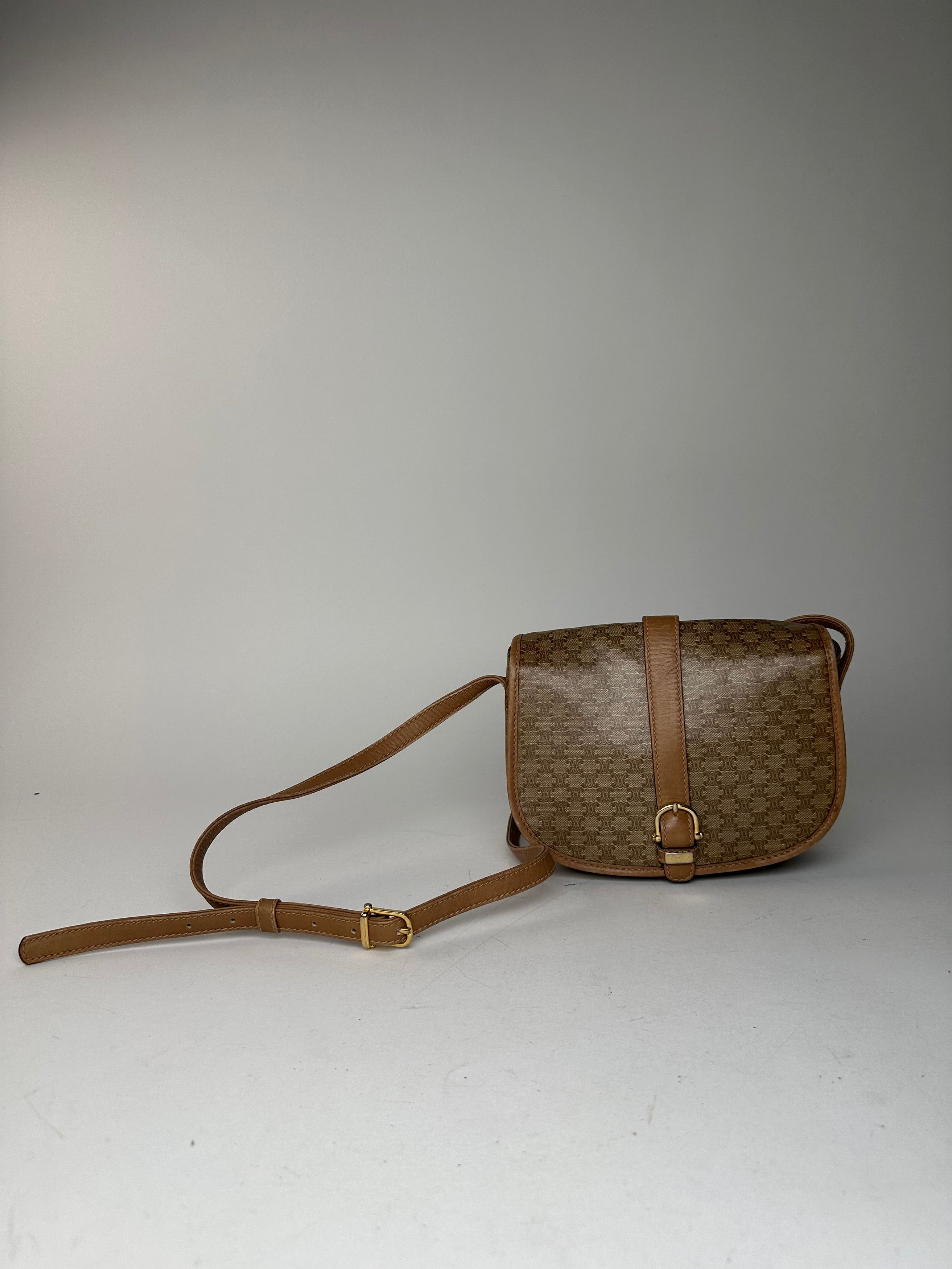 Celine Vintage Paris Triomphe Monogram leather Shoulder Bag Beige G Size ONE SIZE - 9 Thumbnail