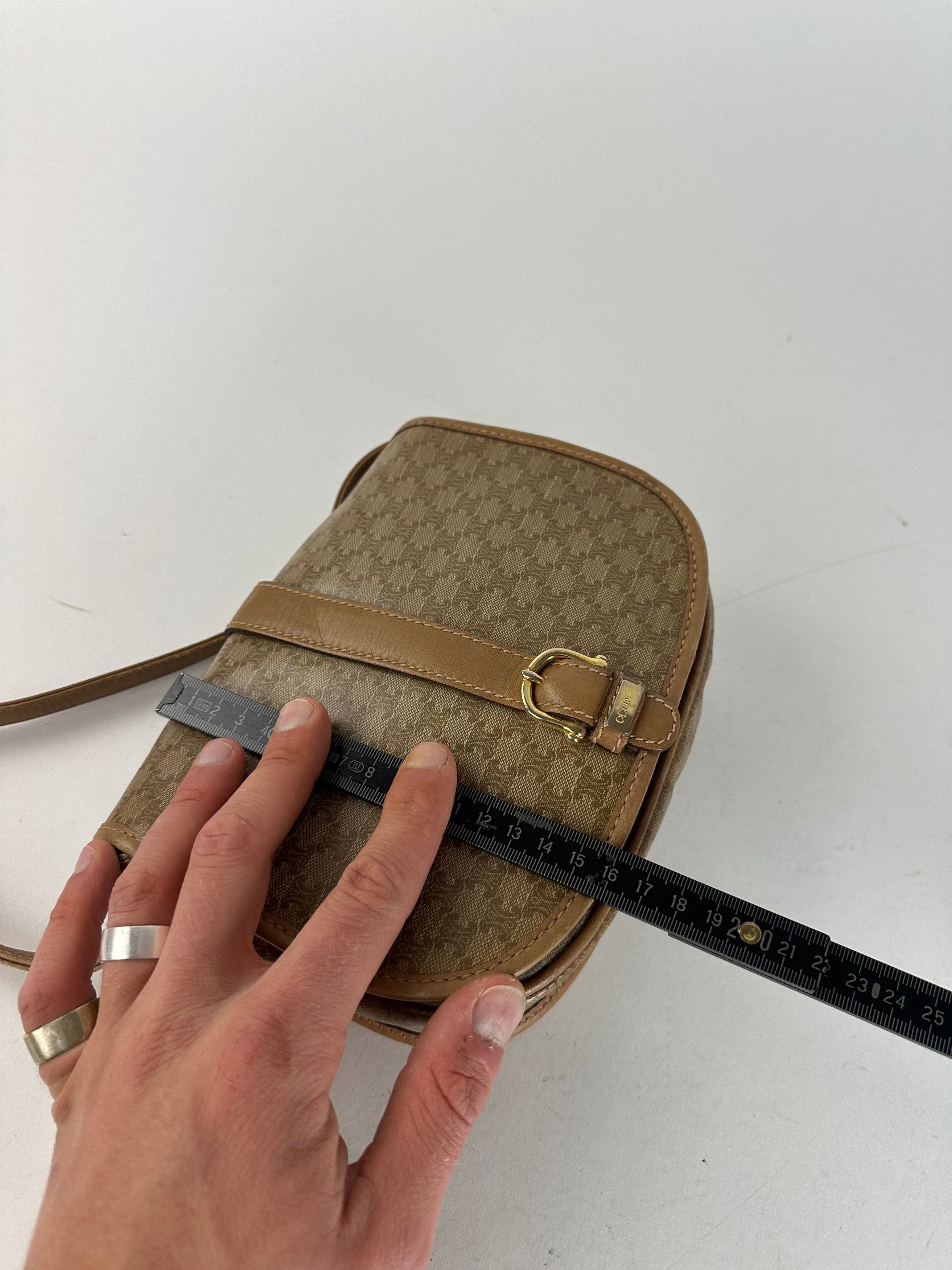 Celine Vintage Paris Triomphe Monogram leather Shoulder Bag Beige G Size ONE SIZE - 14 Thumbnail