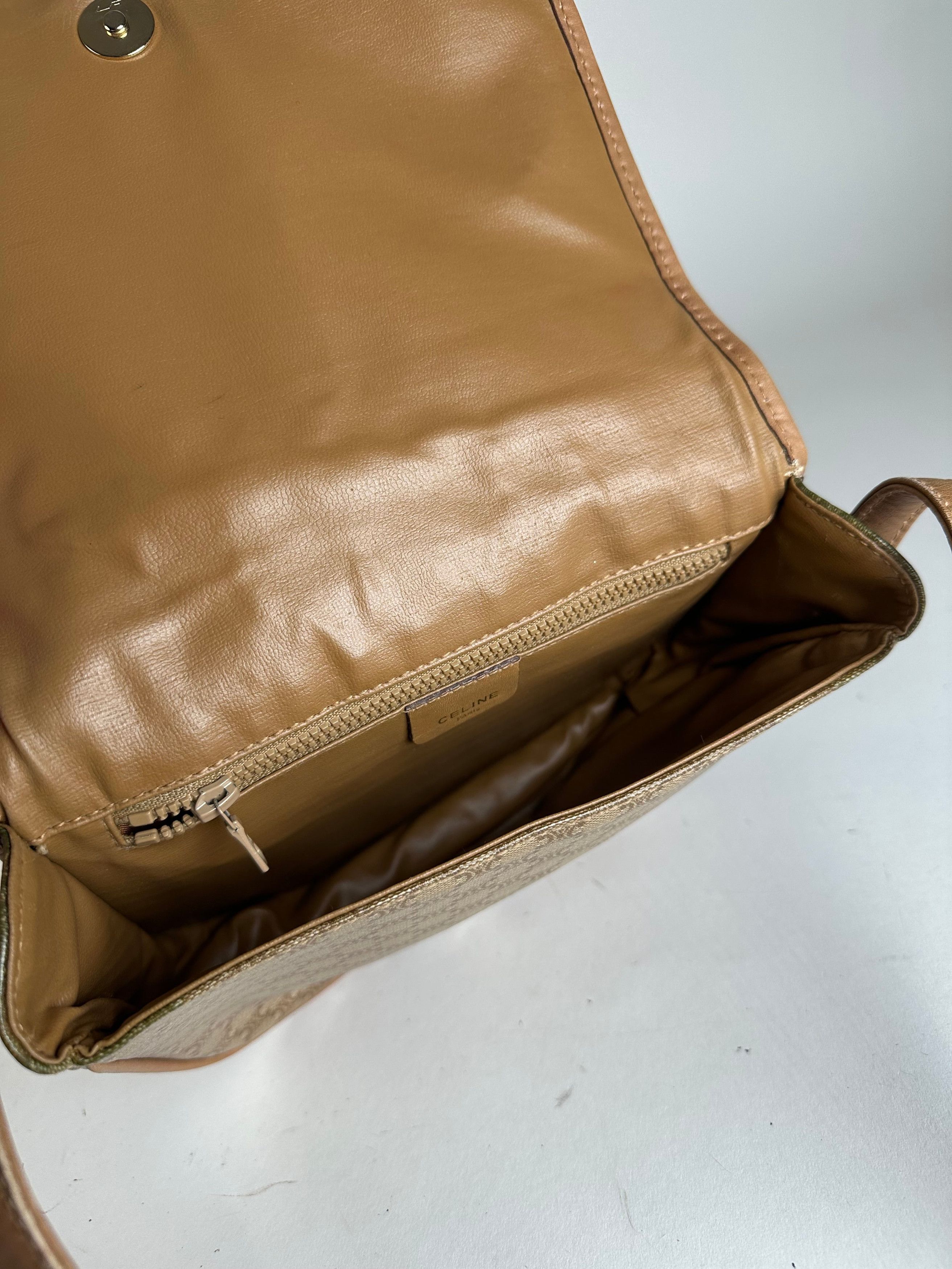 Celine Vintage Paris Triomphe Monogram leather Shoulder Bag Beige G Size ONE SIZE - 3 Thumbnail