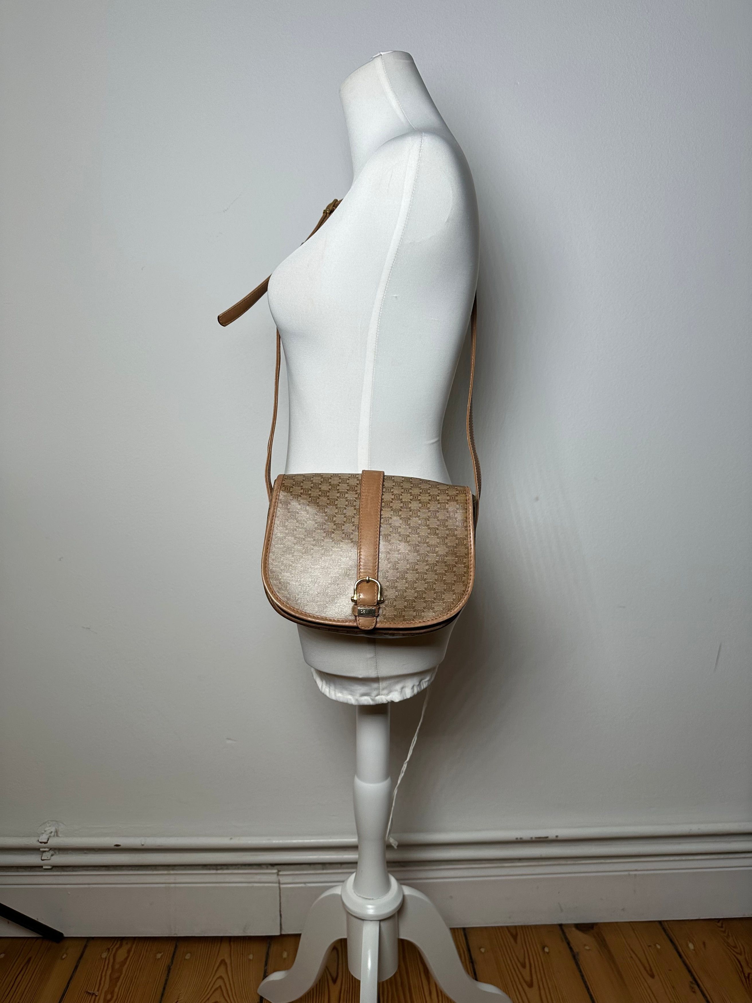 Celine Vintage Paris Triomphe Monogram leather Shoulder Bag Beige G Size ONE SIZE - 4 Thumbnail