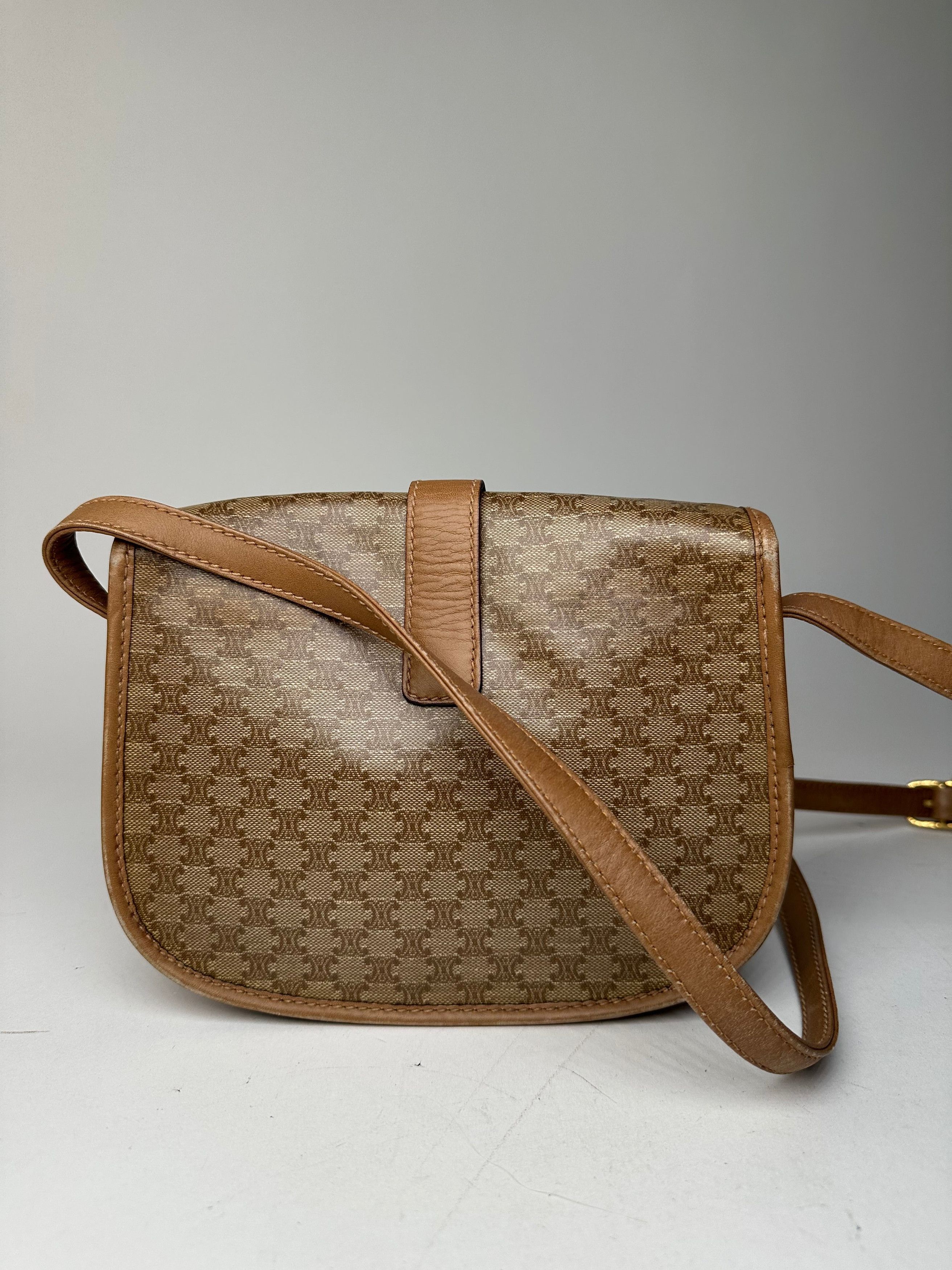Celine Vintage Paris Triomphe Monogram leather Shoulder Bag Beige G Size ONE SIZE - 11 Thumbnail