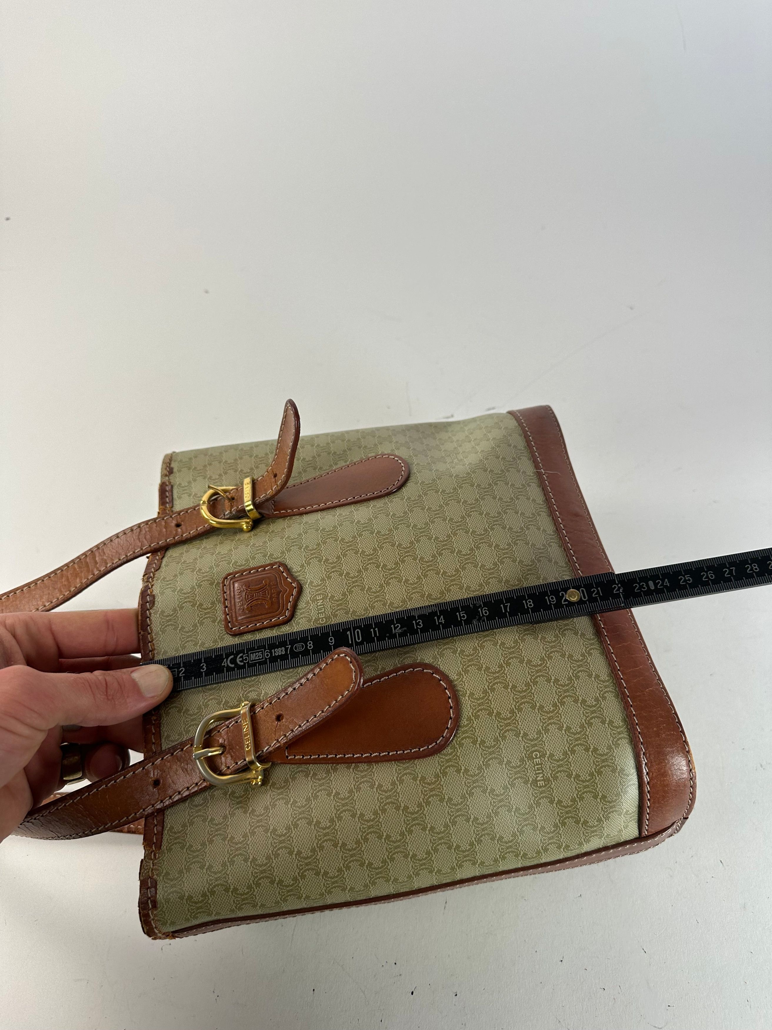 Celine Vintage Paris Triomphe Monogram Leather Bucket Bag Brown Gre Size ONE SIZE - 12 Thumbnail