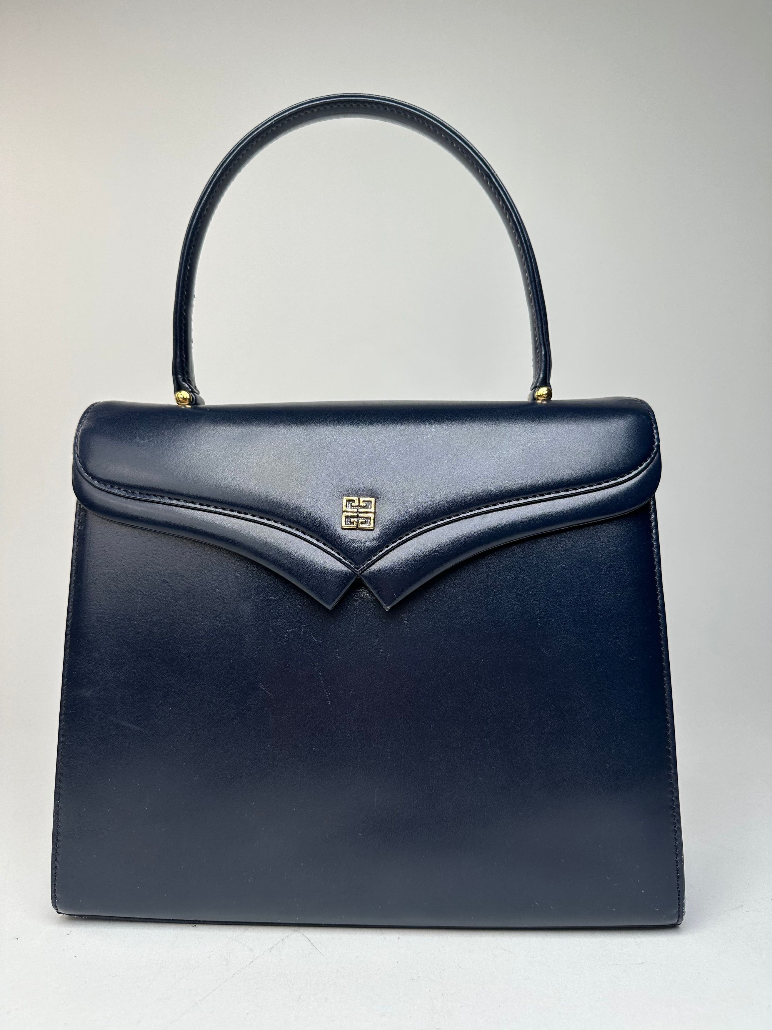Givenchy Vintage Leather Handbag Navy Size ONE SIZE - 11 Thumbnail