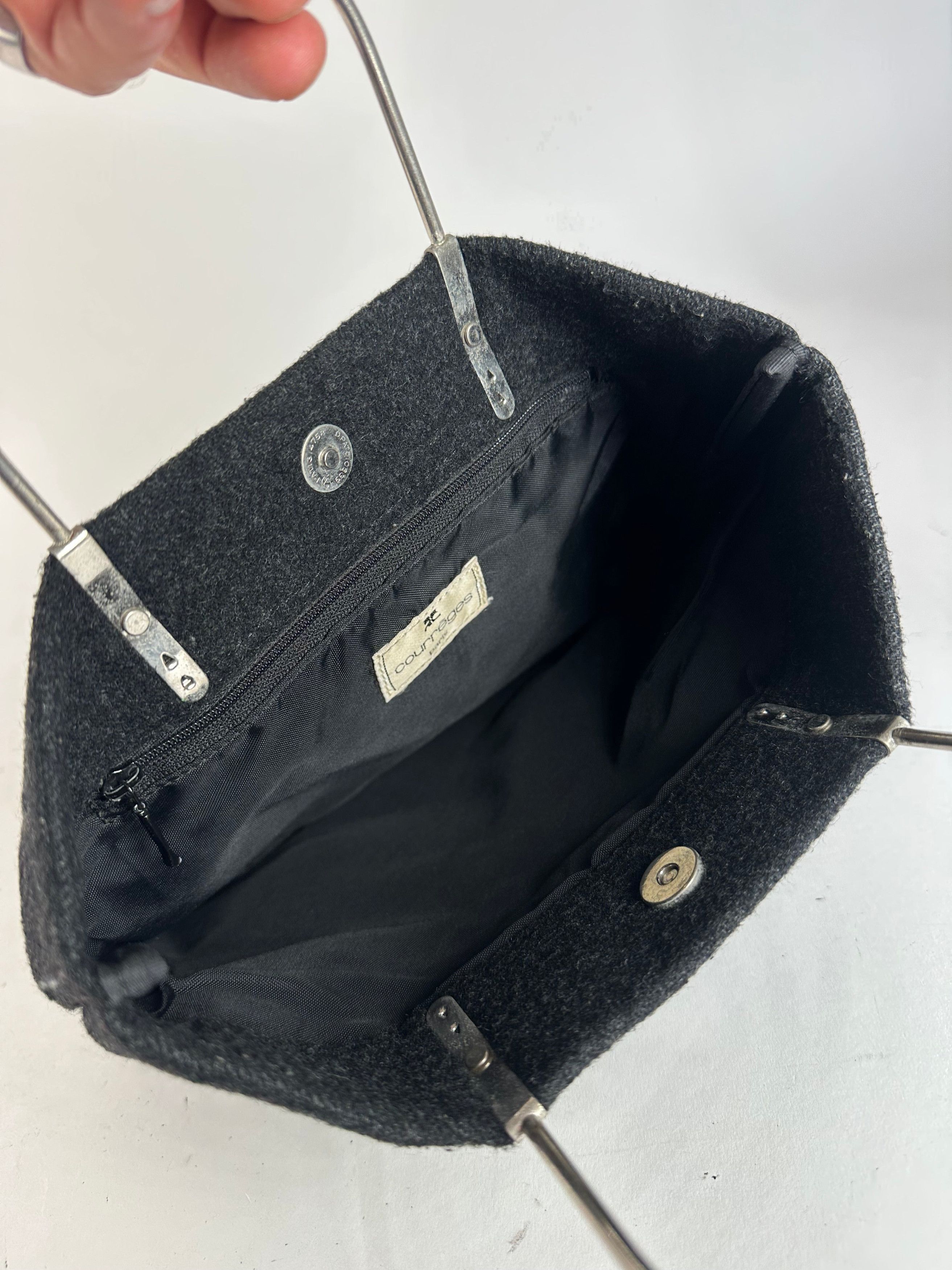 Courreges Vintage Wool Handbag Black Size ONE SIZE - 4 Thumbnail