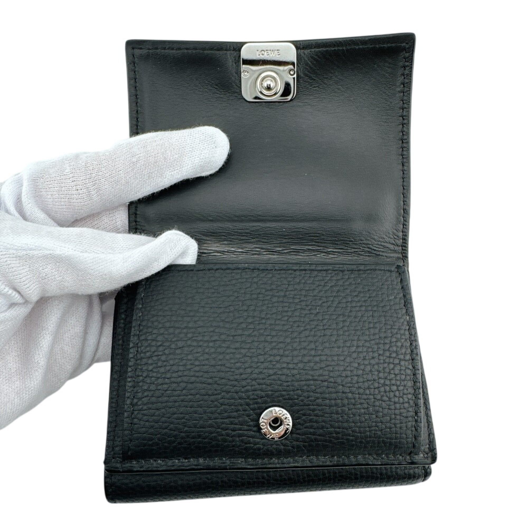 Loewe LOEWE 6CC Compact Wallet Anagram Trifold Black Size ONE SIZE - 9 Thumbnail