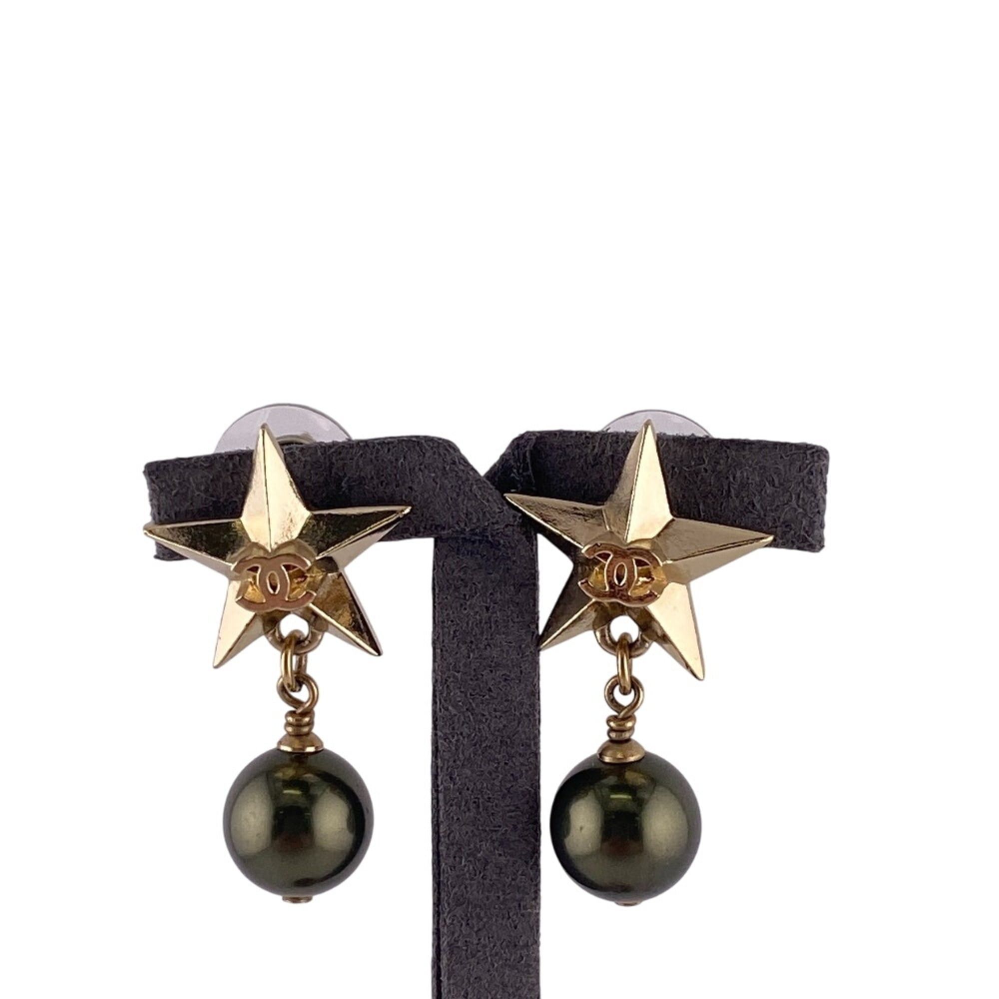 Chanel CHANEL A17C Coco Mark Star Pearl Earrings Gold Size ONE SIZE - 3 Thumbnail