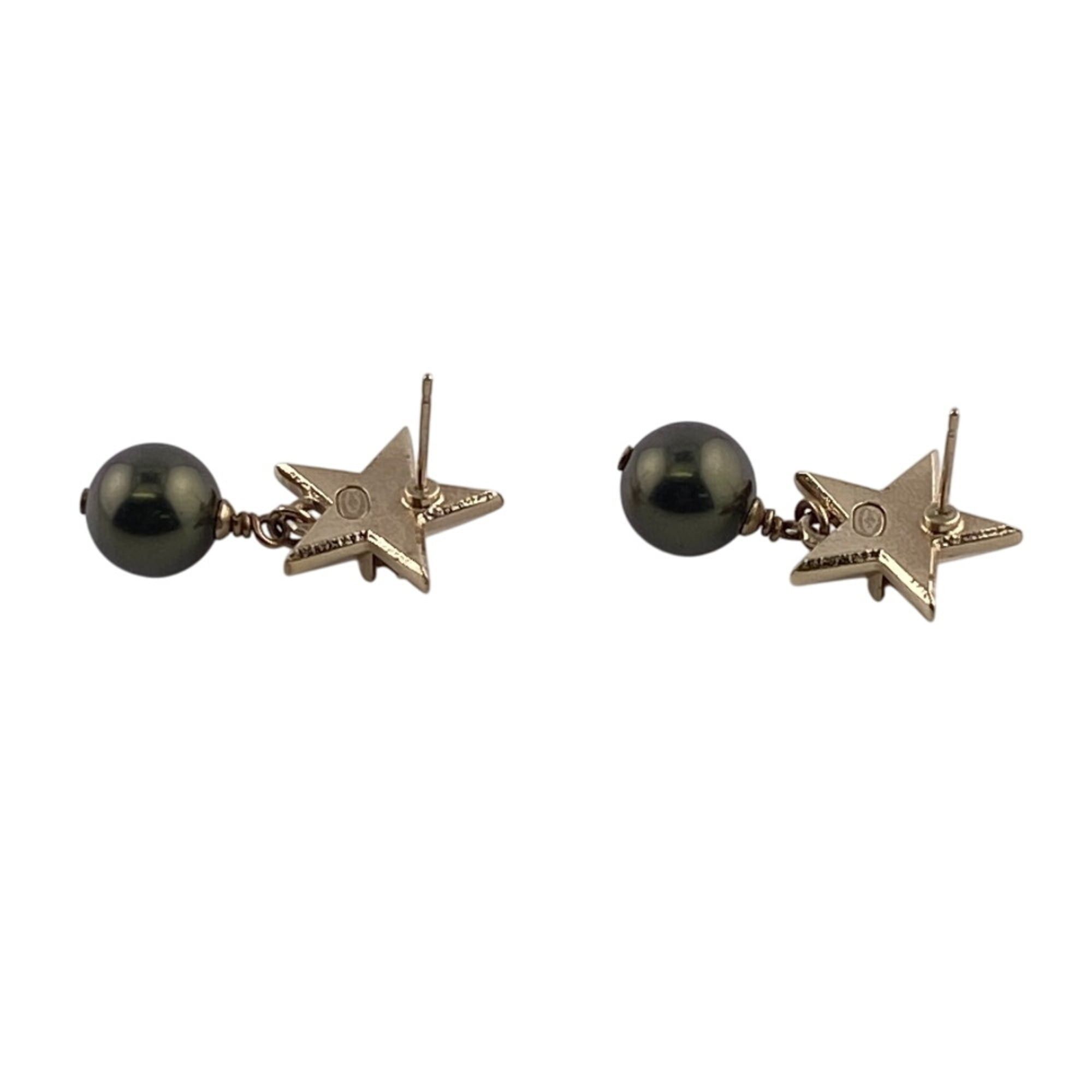Chanel CHANEL A17C Coco Mark Star Pearl Earrings Gold Size ONE SIZE - 2 Thumbnail