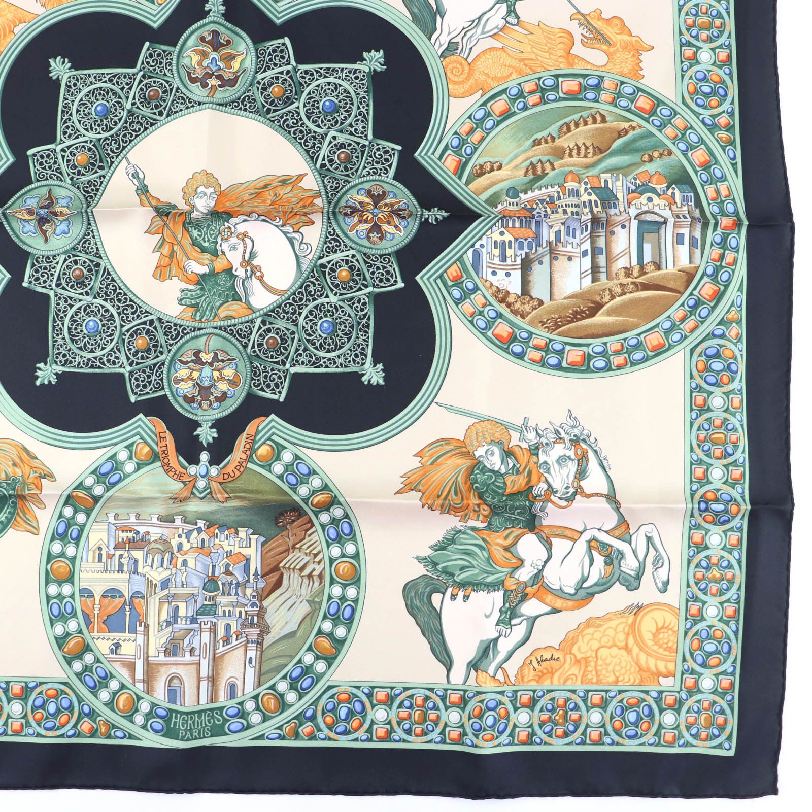 Hermes Hermes Hermès LE TRIOMPHE DU PALADIN Silk Scarf Textile Scarf DUTY FREE for USA Size ONE SIZE - 6 Thumbnail
