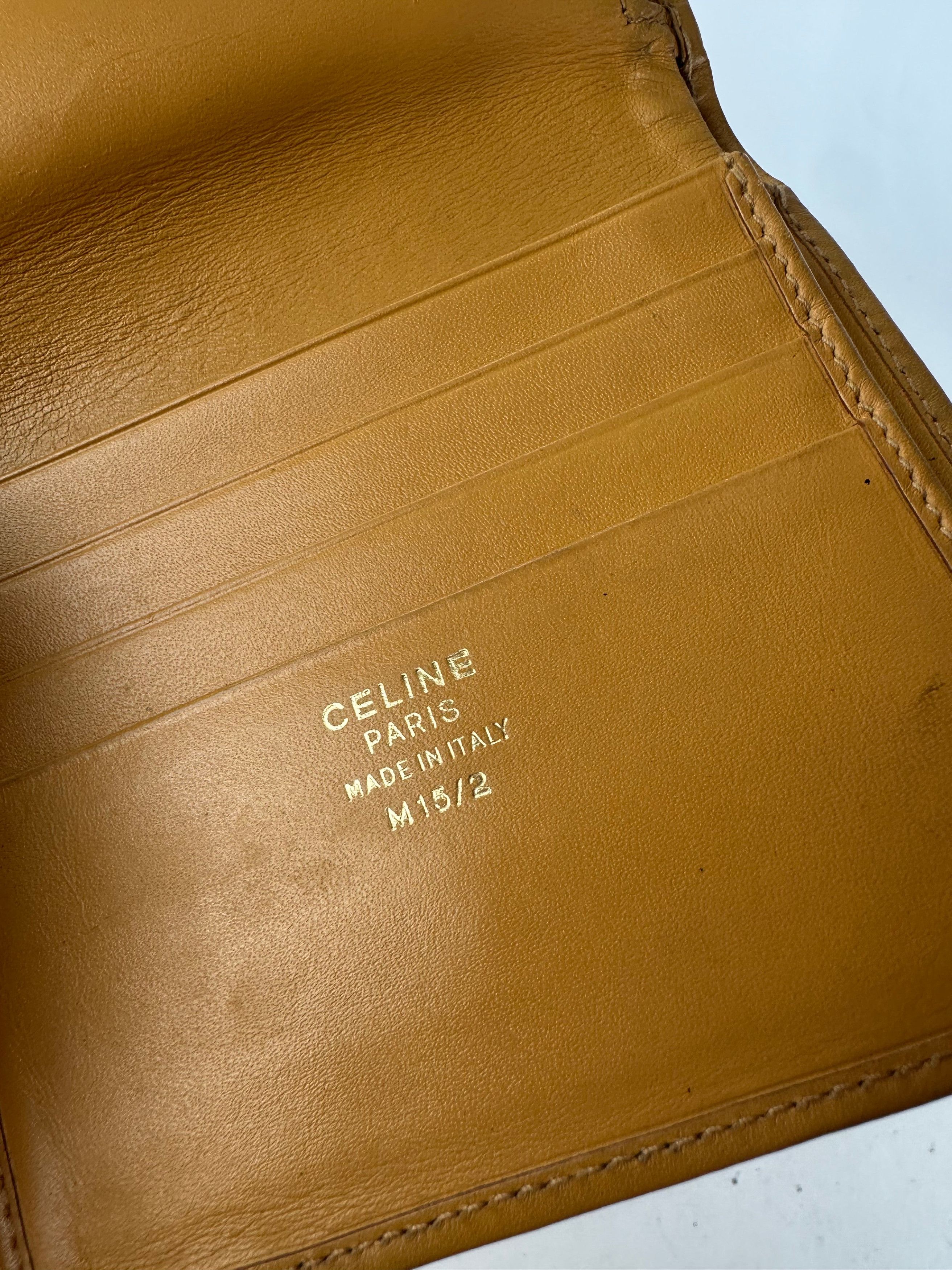 Celine Vintage Paris Triomphe Leather Wallet Beige Brown Size ONE SIZE - 6 Thumbnail