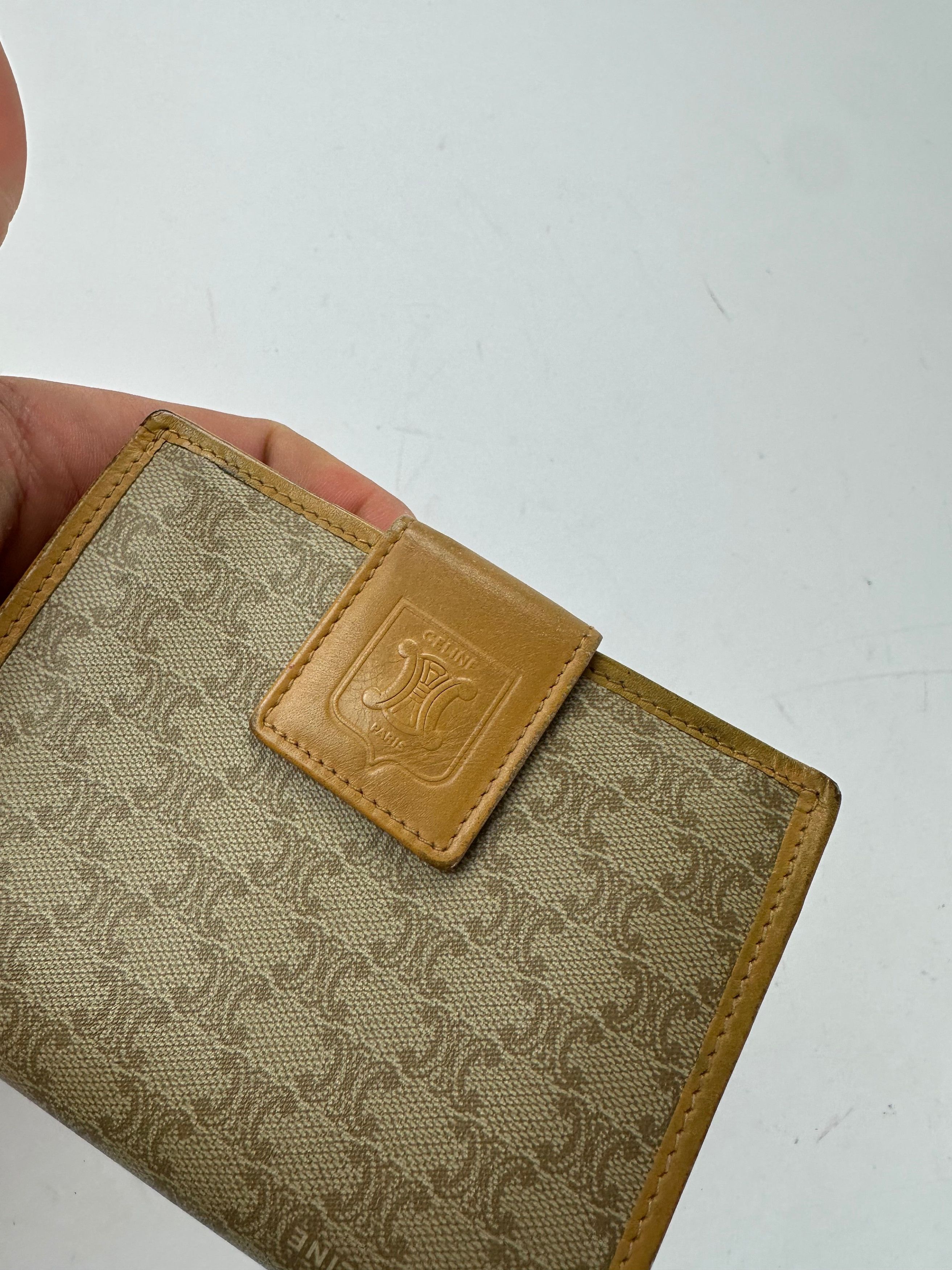Celine Vintage Paris Triomphe Leather Wallet Beige Brown Size ONE SIZE - 3 Thumbnail