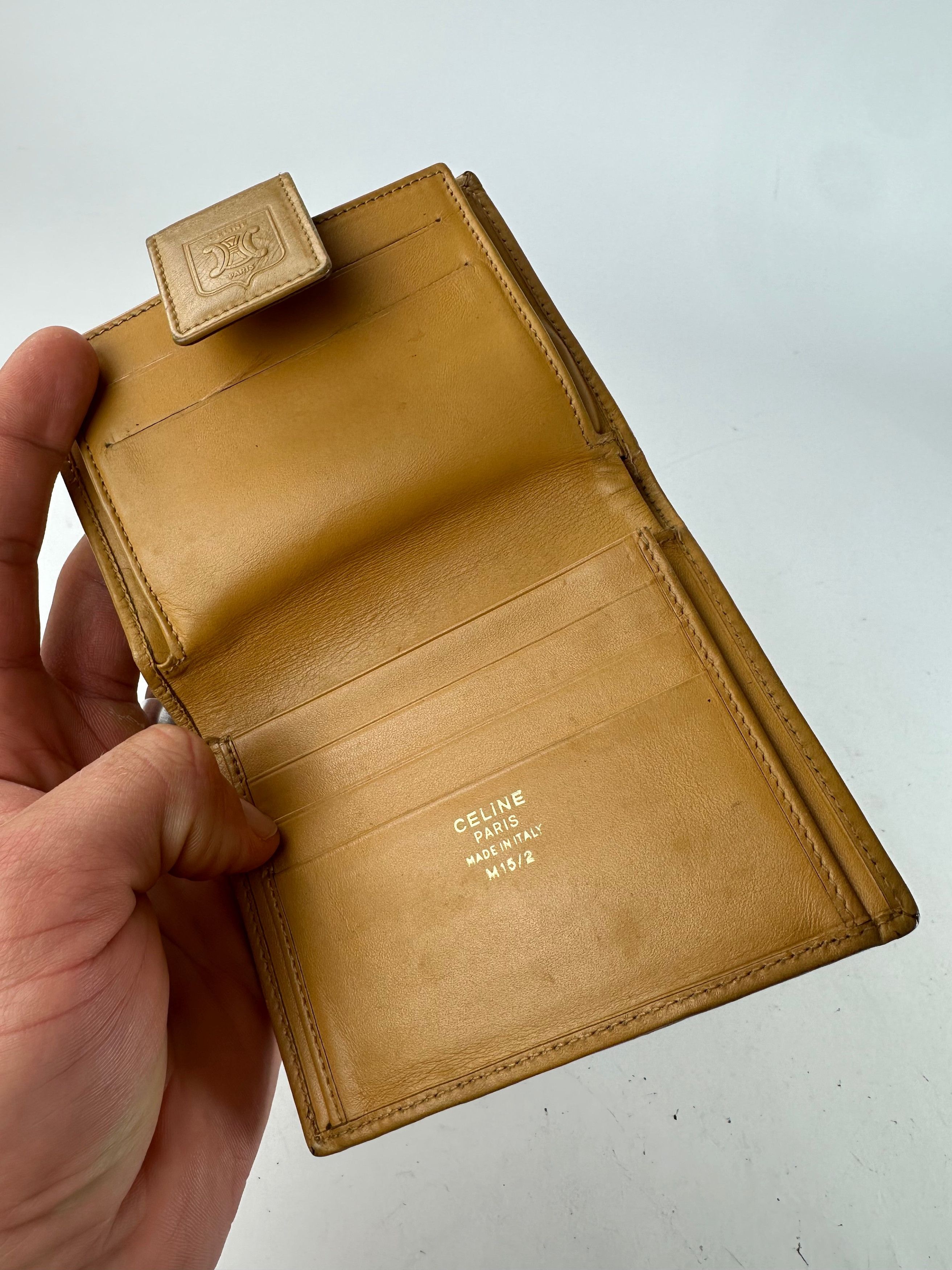 Celine Vintage Paris Triomphe Leather Wallet Beige Brown Size ONE SIZE - 4 Thumbnail
