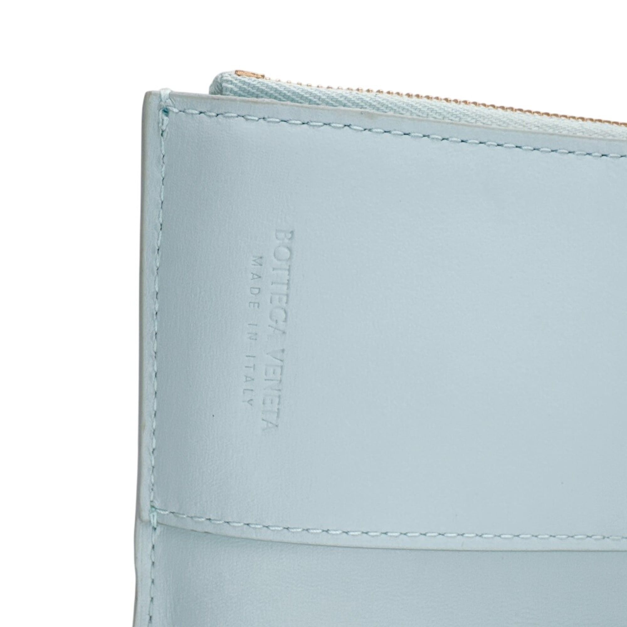 Bottega Veneta BOTTEGA VENETA Cassette Compact Wallet Maxi Intrecciato Tri-fold in Blue Size ONE SIZE - 12 Thumbnail