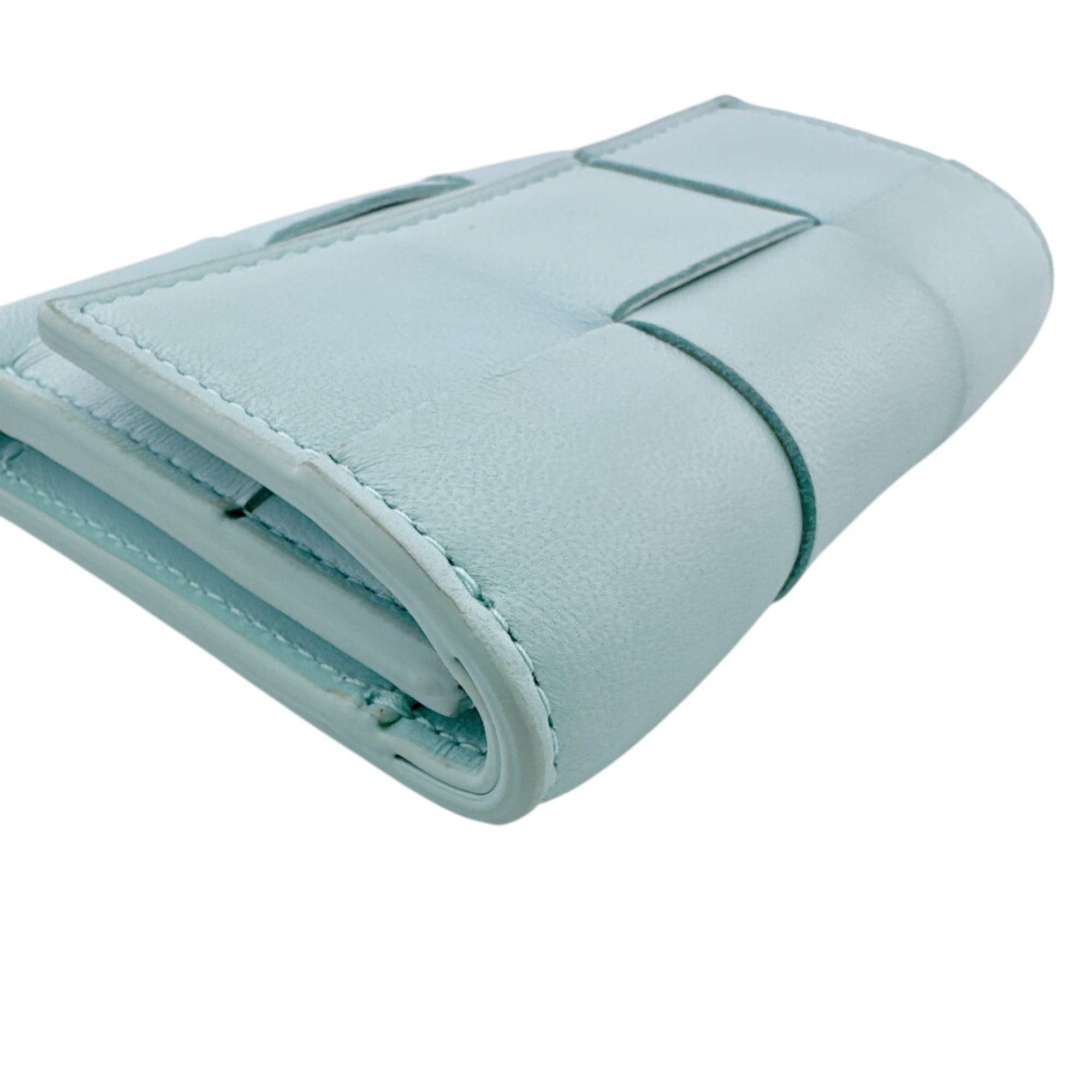 Bottega Veneta BOTTEGA VENETA Cassette Compact Wallet Maxi Intrecciato Tri-fold in Blue Size ONE SIZE - 5 Thumbnail
