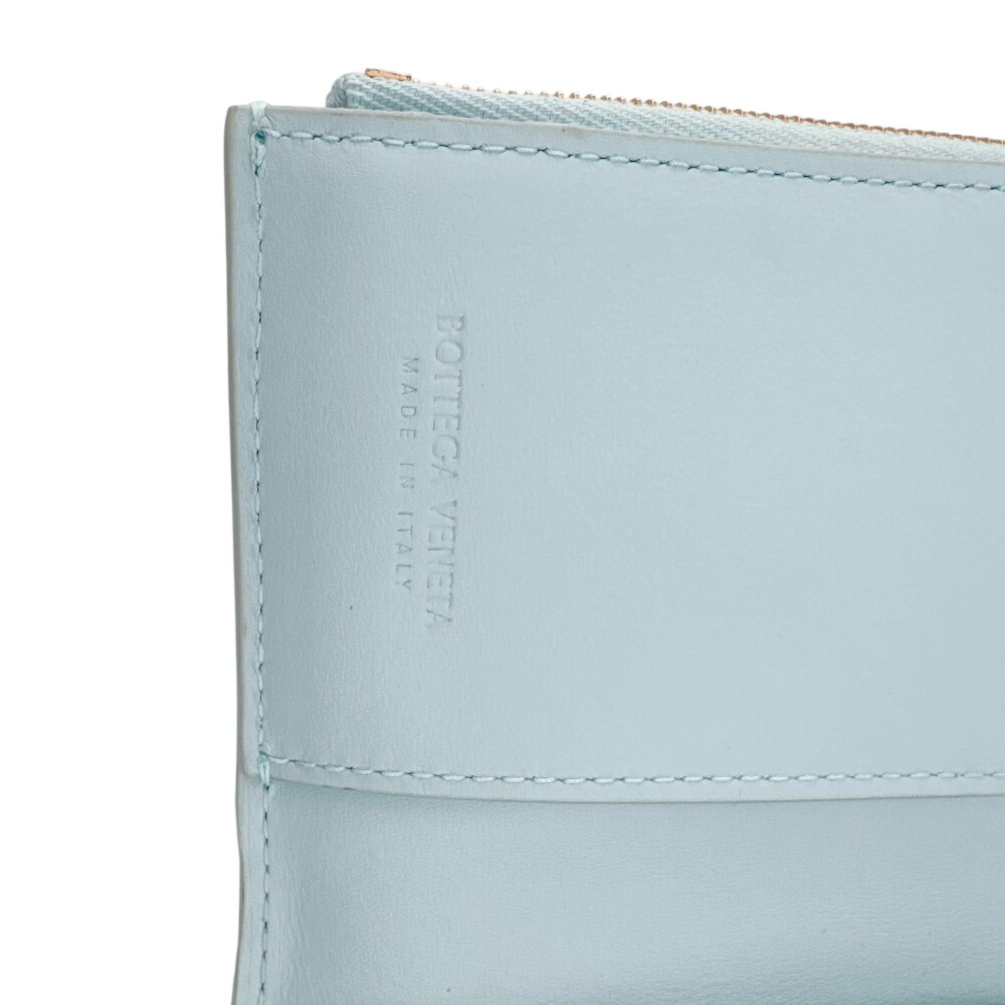 Bottega Veneta BOTTEGA VENETA Cassette Compact Wallet Maxi Intrecciato Tri-fold in Blue Size ONE SIZE - 14 Thumbnail