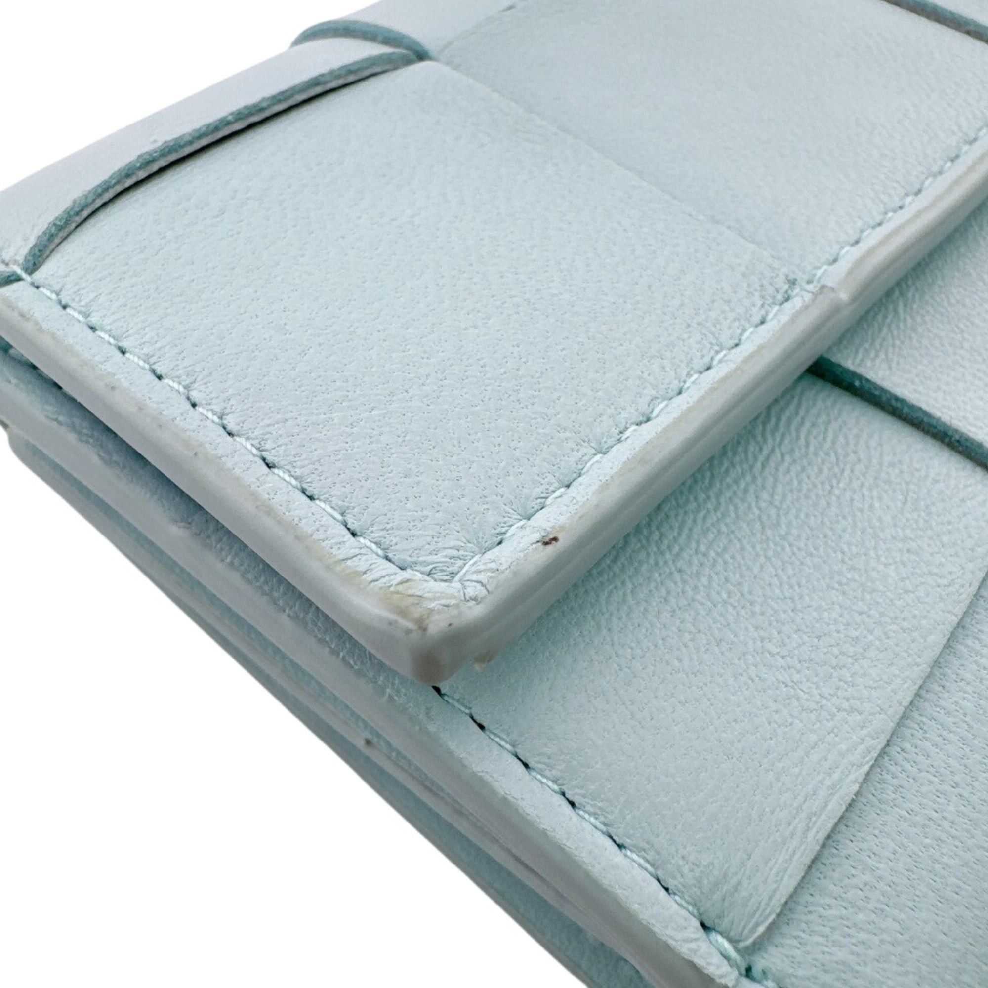 Bottega Veneta BOTTEGA VENETA Cassette Compact Wallet Maxi Intrecciato Tri-fold in Blue Size ONE SIZE - 18 Thumbnail