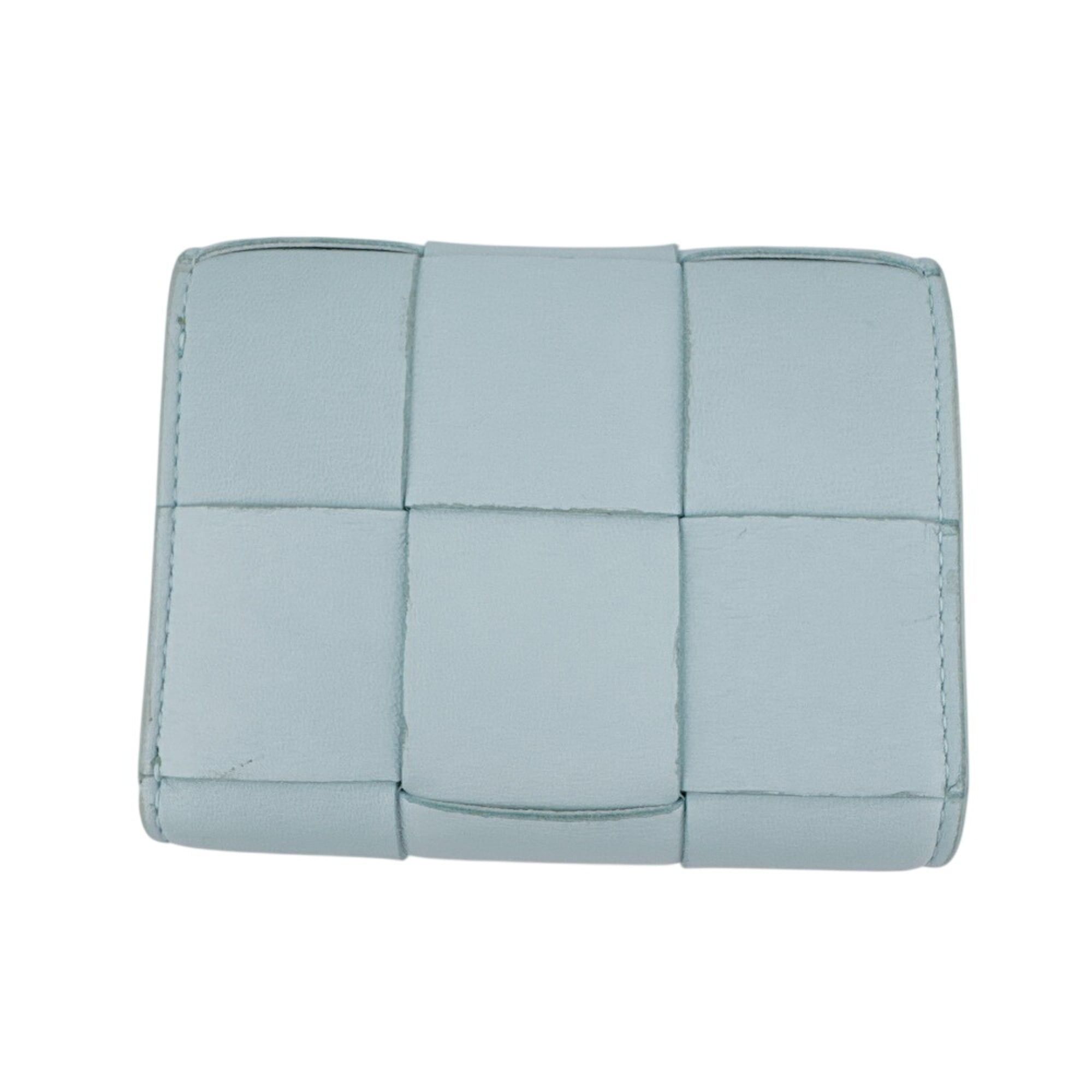 Bottega Veneta BOTTEGA VENETA Cassette Compact Wallet Maxi Intrecciato Tri-fold in Blue Size ONE SIZE - 2 Thumbnail