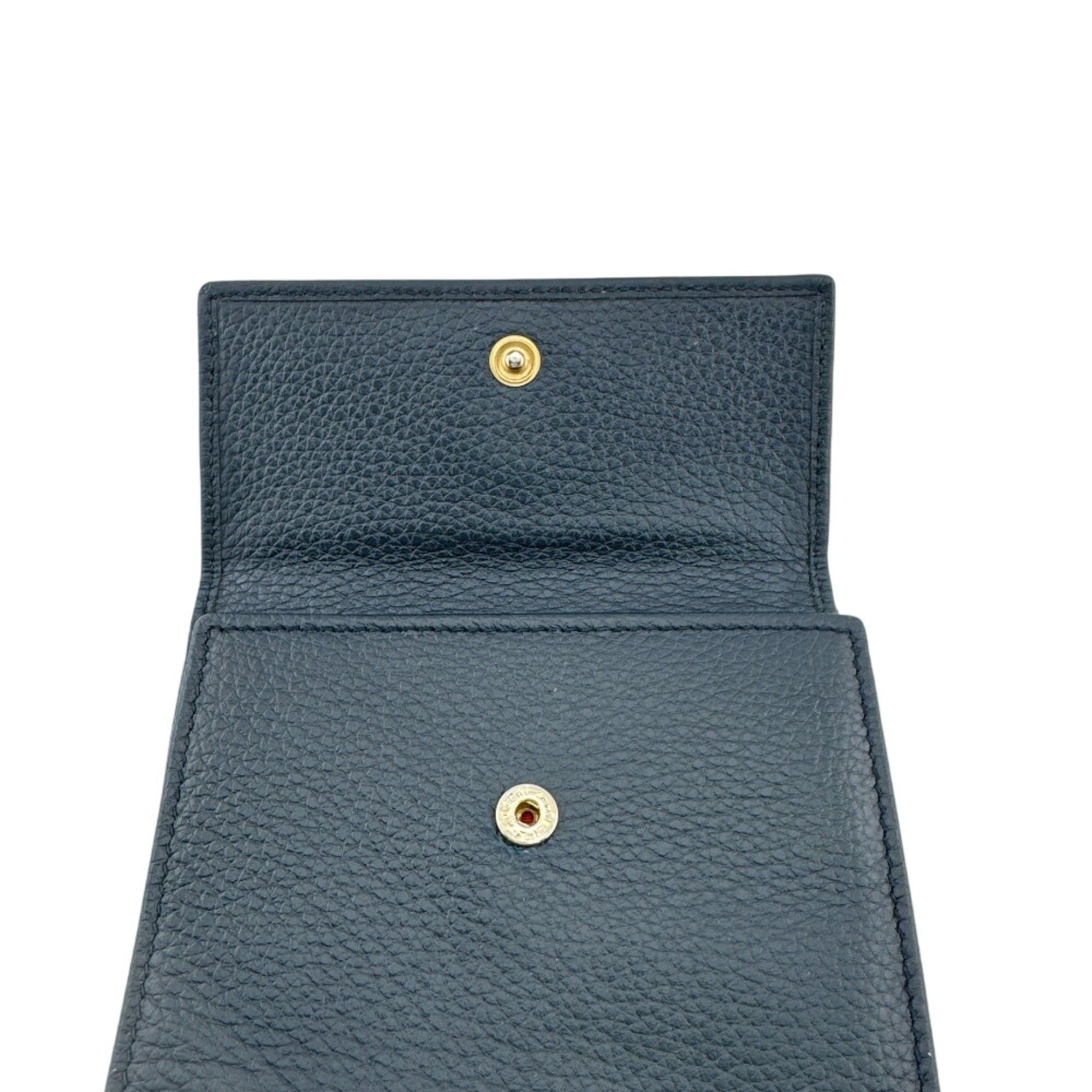 Celine CELINE Circle Logo Tri-fold Wallet in Navy Size ONE SIZE - 8 Thumbnail