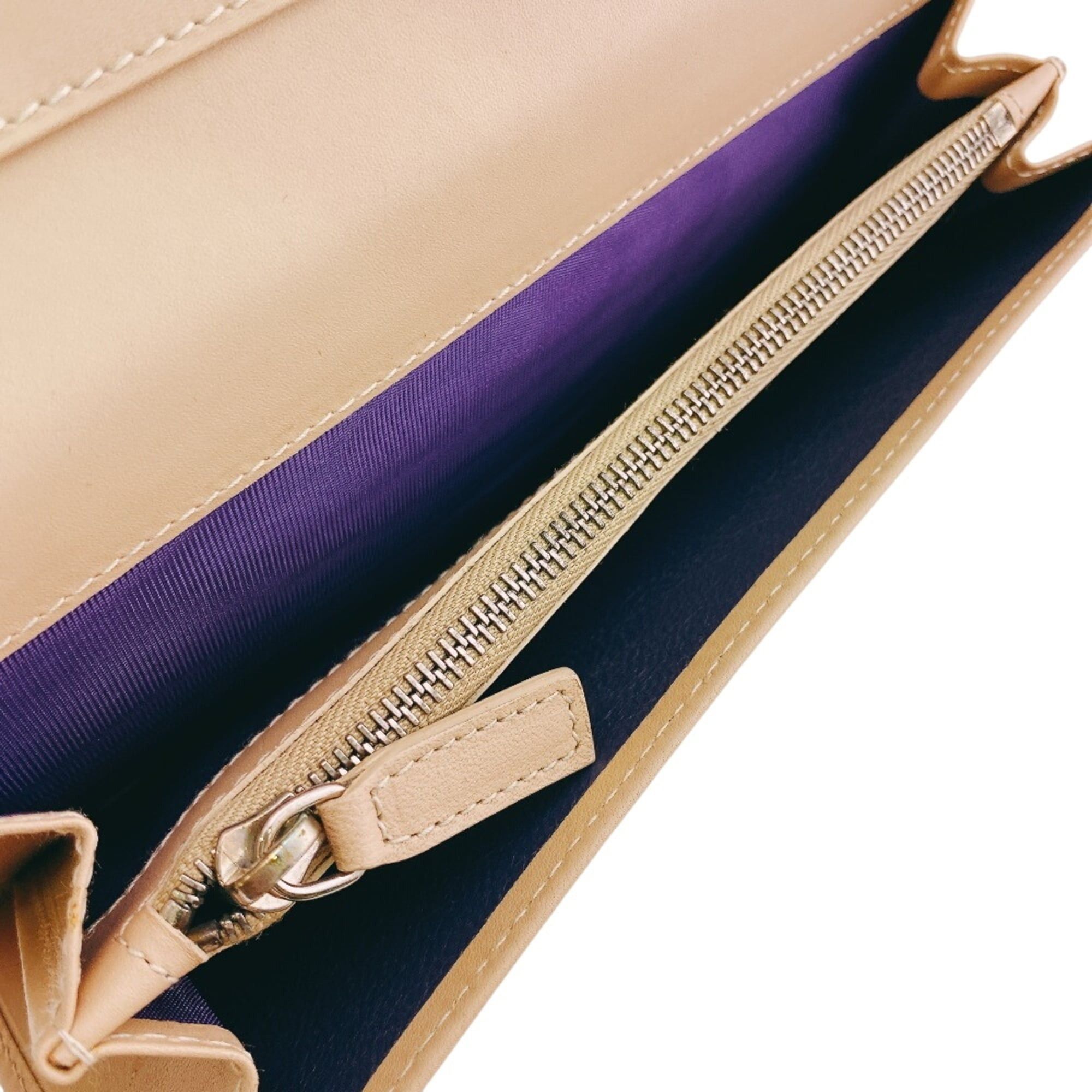 Bvlgari BVLGARI W-hook bifold logo clip long wallet in beige Size ONE SIZE - 12 Thumbnail